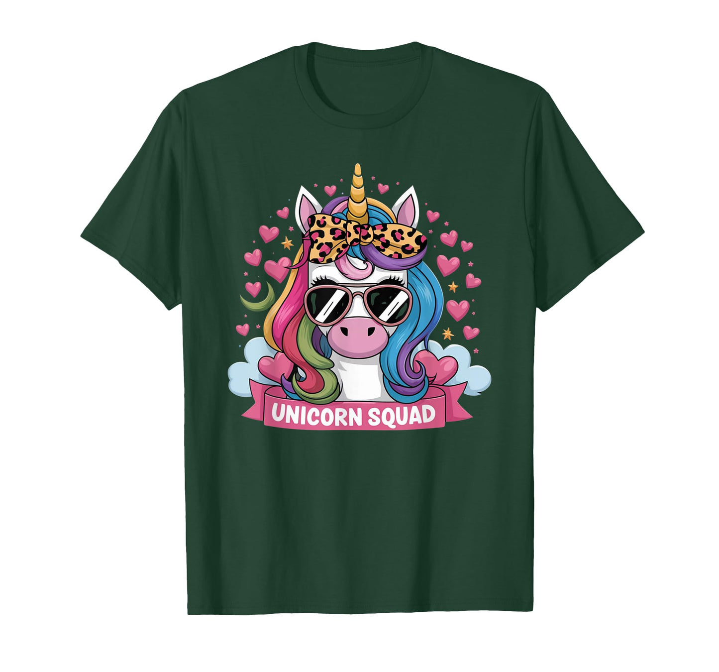 Unicorn Squad - Graceful Unicorn with leopard Bandana Cute T-Shirt