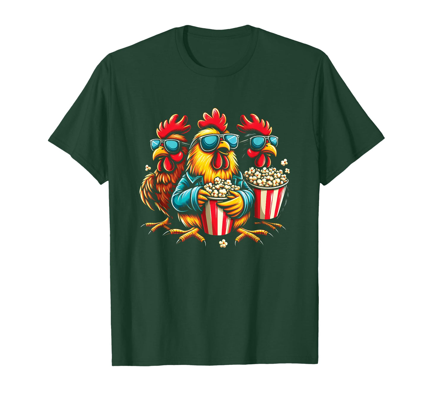 Chickens Eating Popcorn - Funny Farm Animal Popcorn Lover T-Shirt