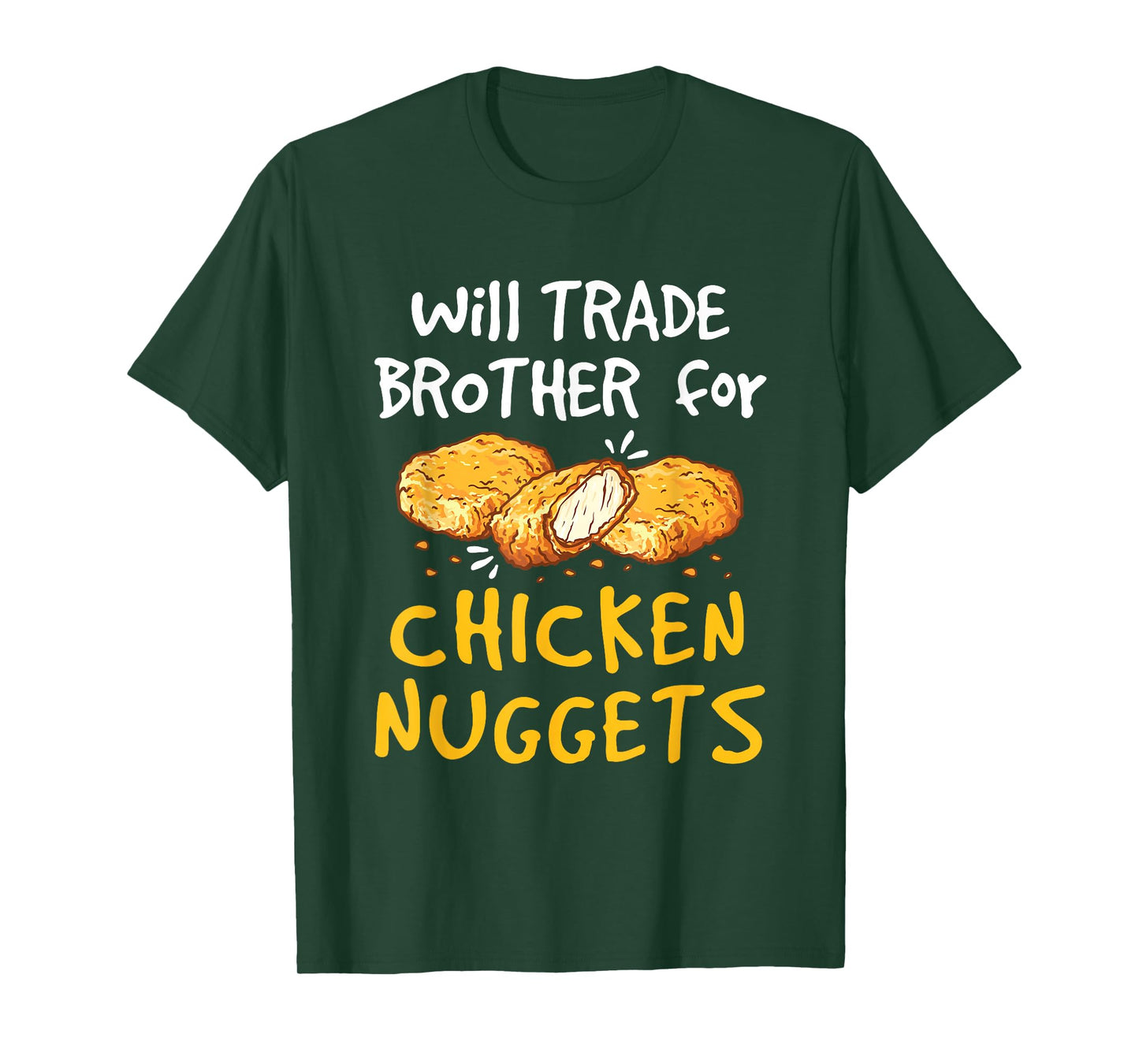 Chicken Nugget Lover Apparel and Gifts Kids Unisex T-Shirt Black Small Modern Fun Crew Neck Short Sleeve Will Trade Brother for Chicken Nuggets Funny Fast Food