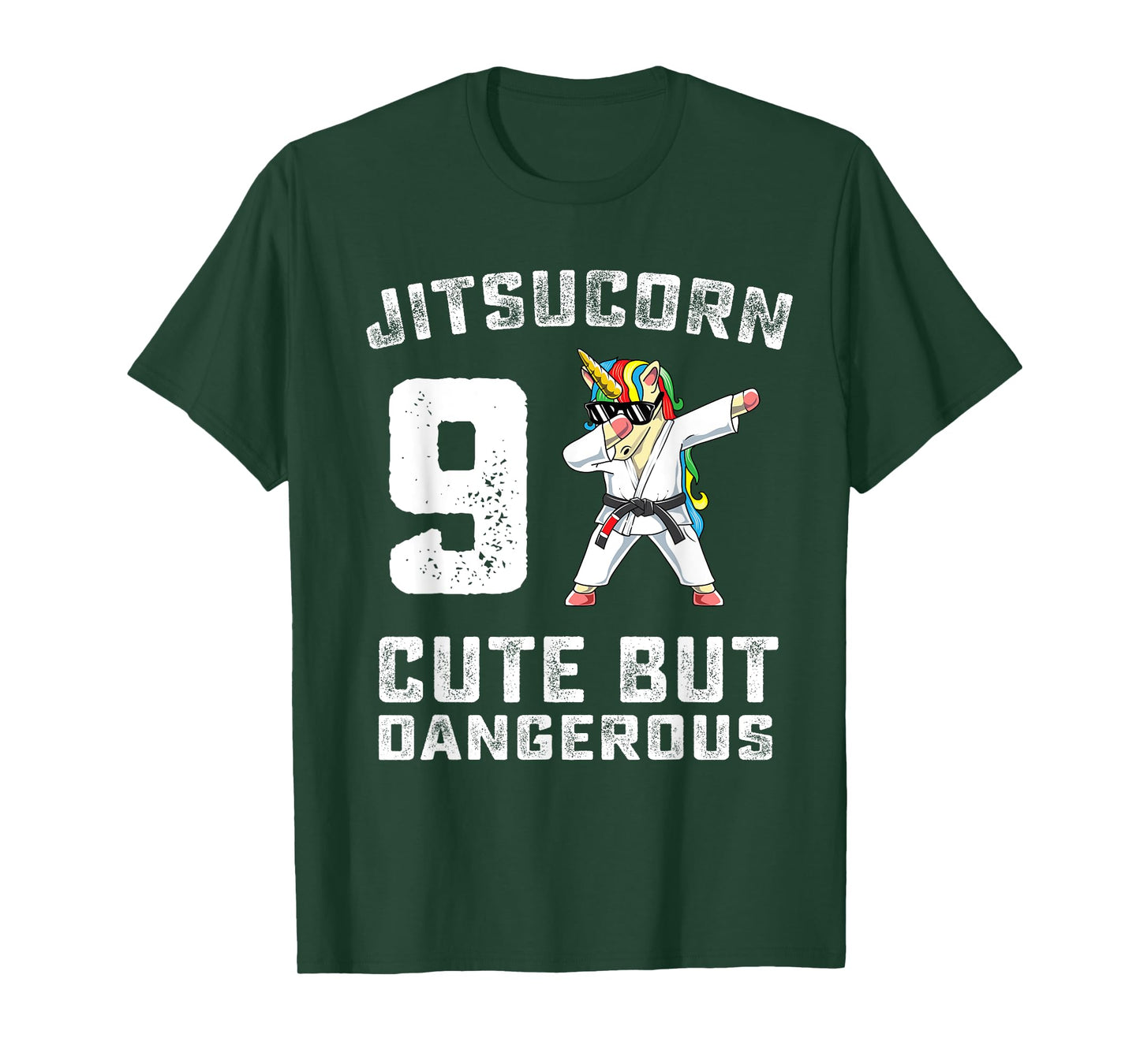 9 Year Old Jiu Jitsu Birthday Gift BJJ Dabbing Unicorn Girl T-Shirt