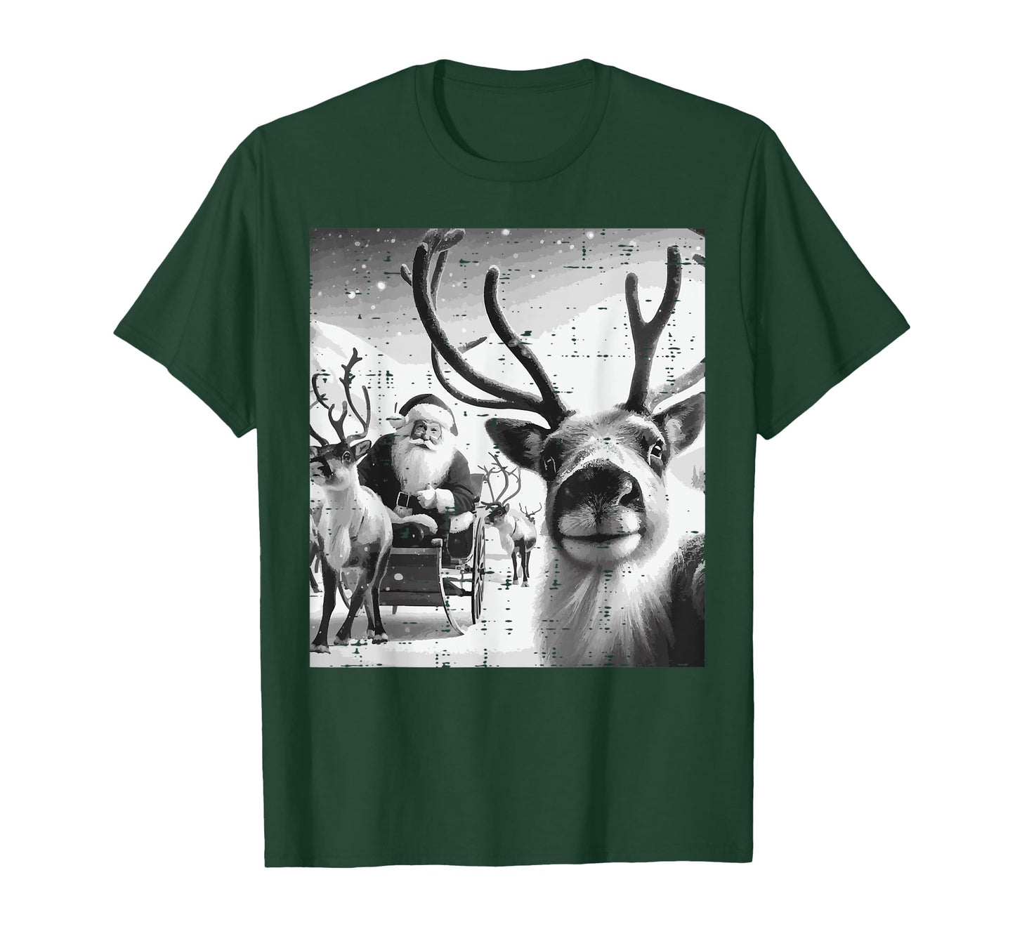 Christmas Reindeer Santa Selfie Funny Xmas Men Women Kids T-Shirt