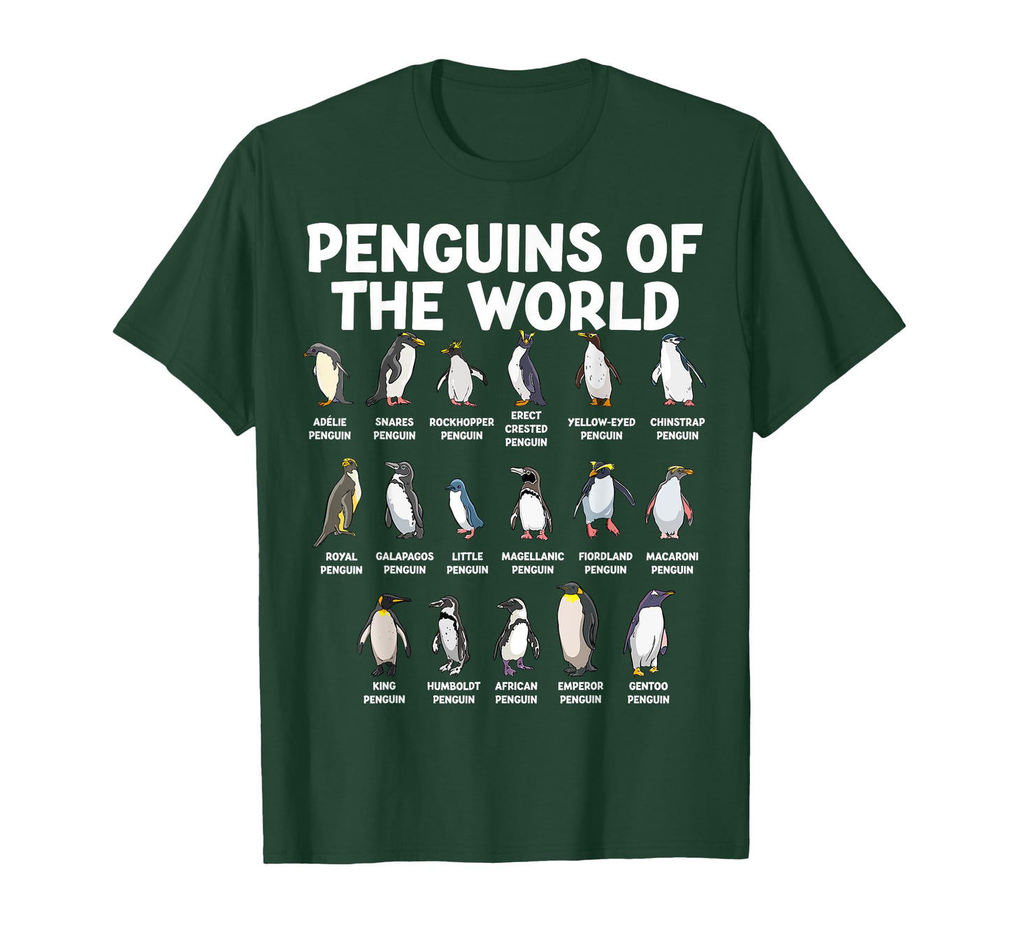 Penguins Of The World Kawaii Types Of Penguins Sea Animal T-Shirt