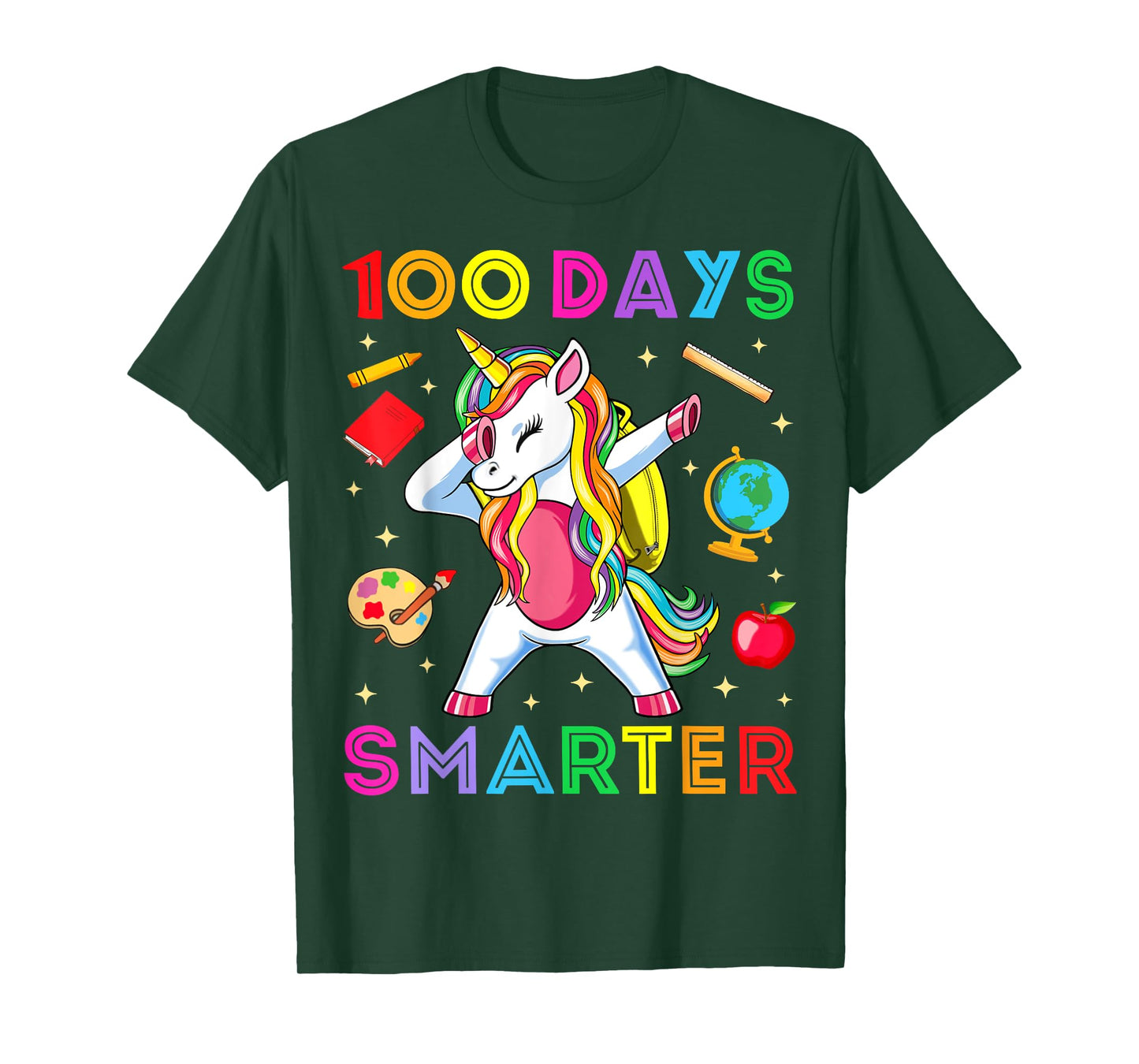 100 Days Smarter Kids Girls Unicorn 100th Day of School Gift T-Shirt