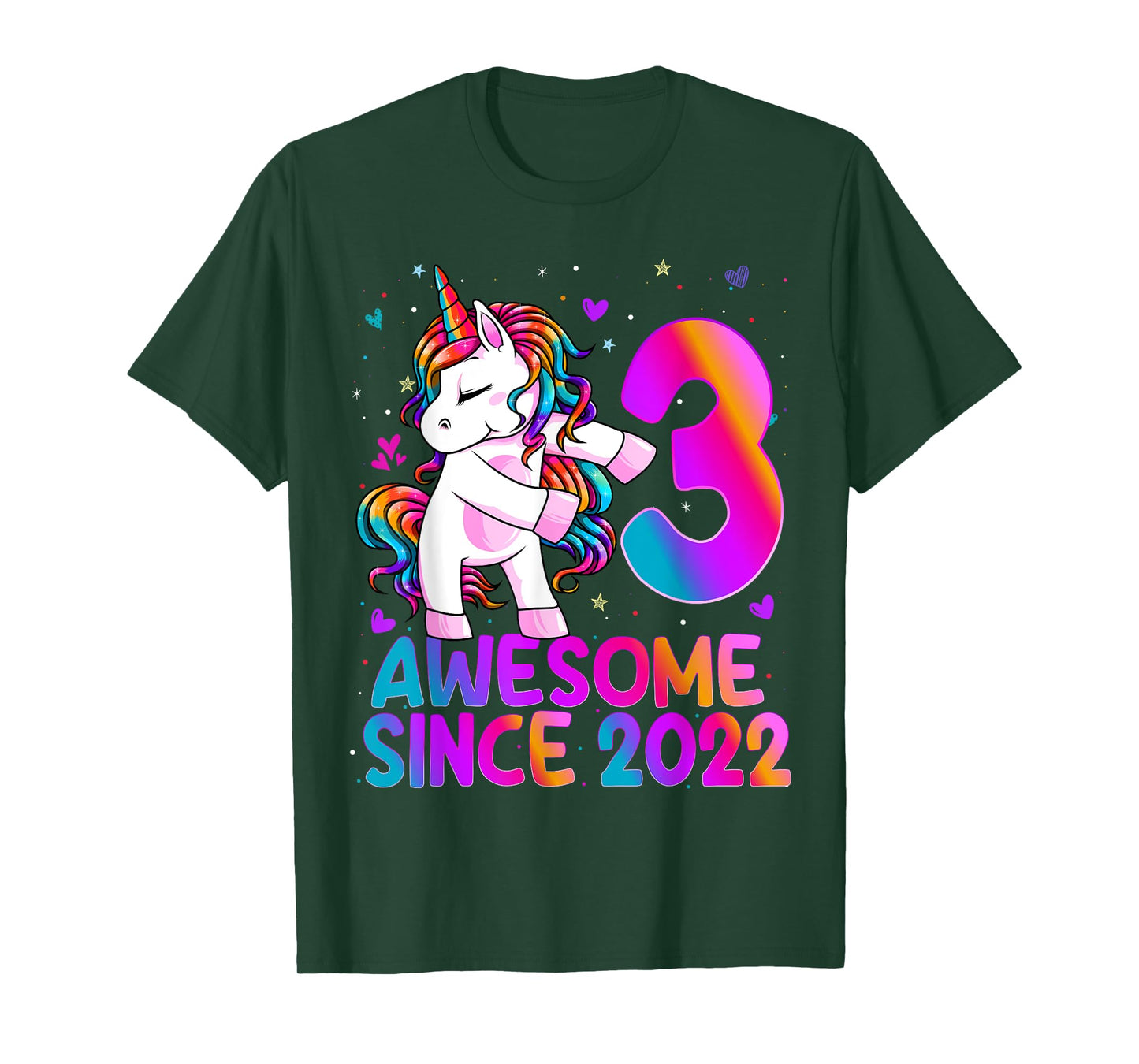 Flossing Unicorn 3 Year Old 3rd Birthday Girl Unicorn Party T-Shirt