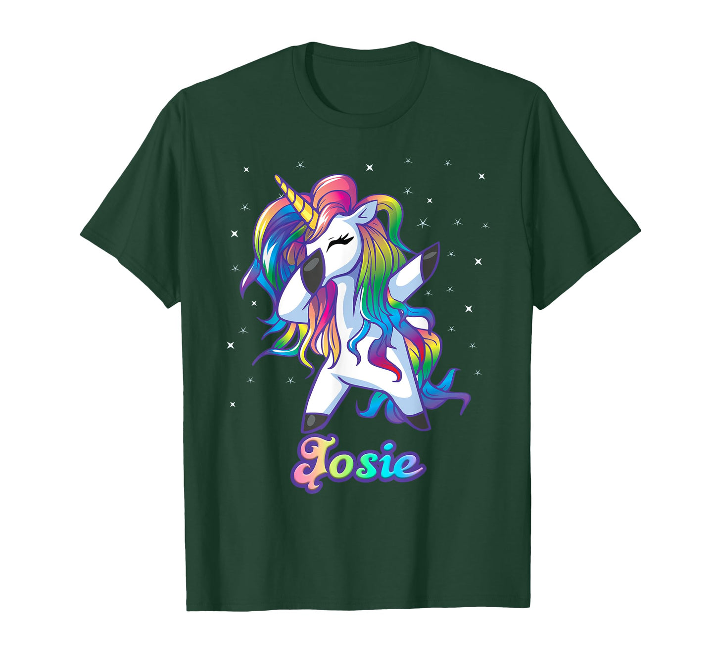 JOSIE Name Personalized Custom Rainbow Unicorn Dabbing T-Shirt