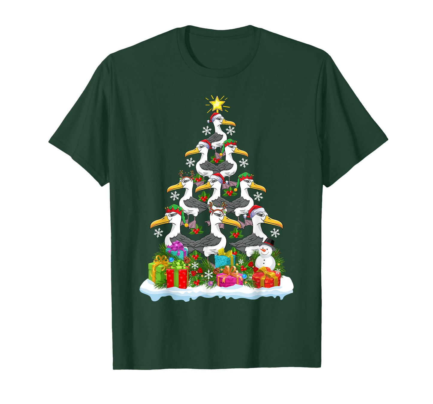 Albatross Bird Xmas Tree Lighting Santa Albatross Christmas T-Shirt
