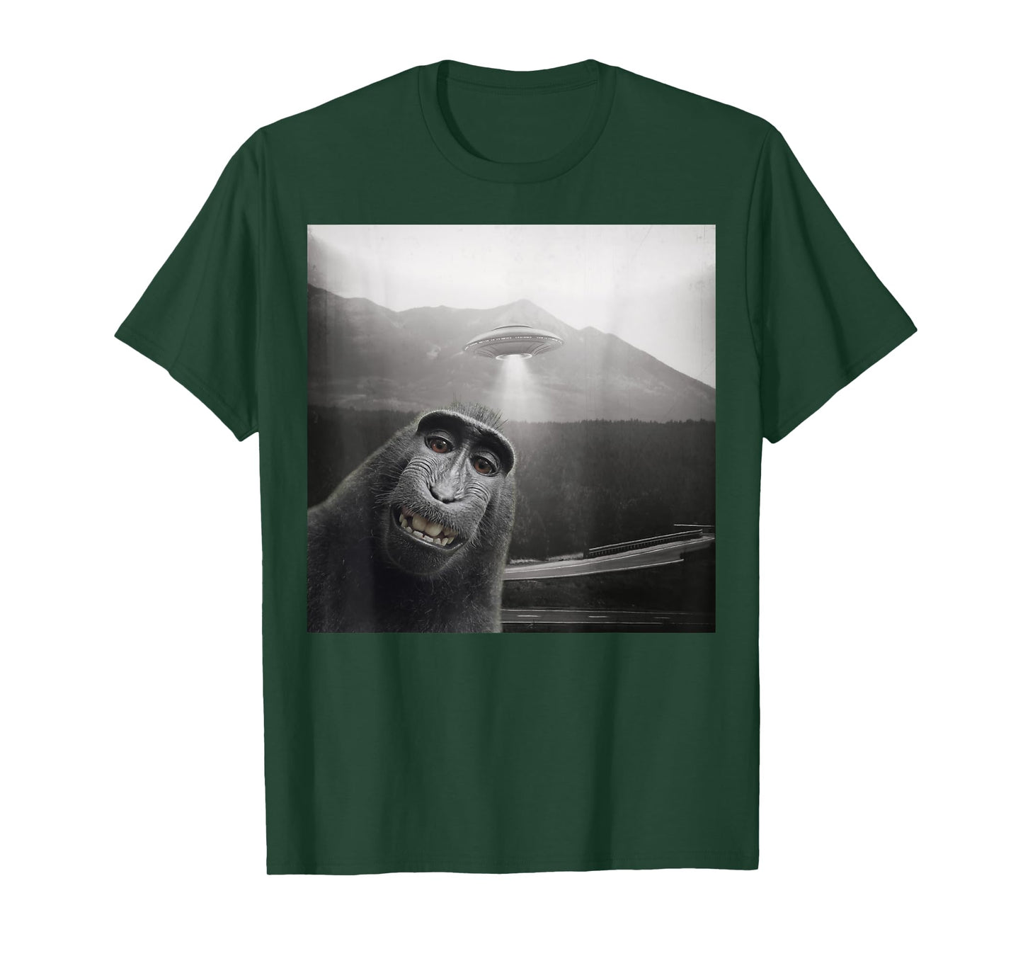 Funny Macaque Monkey Selfie Lovers Alien UFO Selfie T-Shirt
