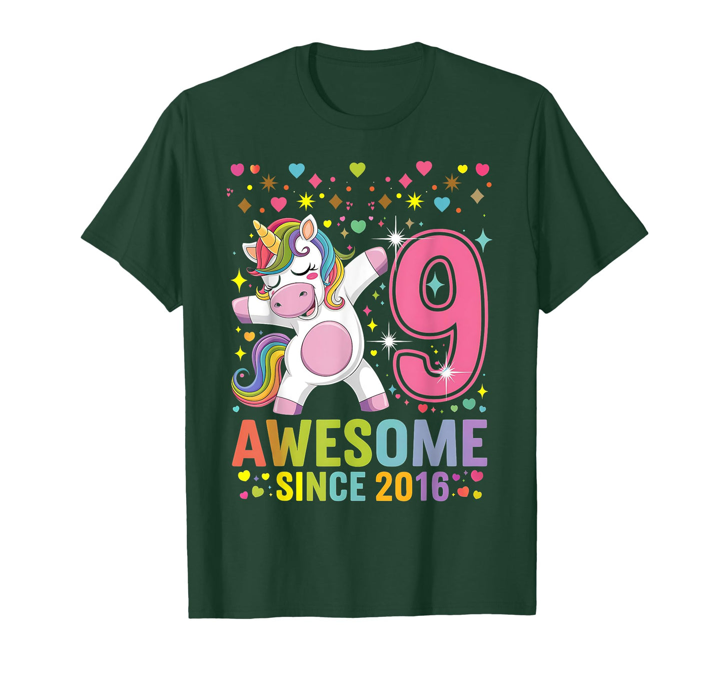 9 Years Old Unicorn Flossing 9th Birthday Unicorn Party Girl T-Shirt