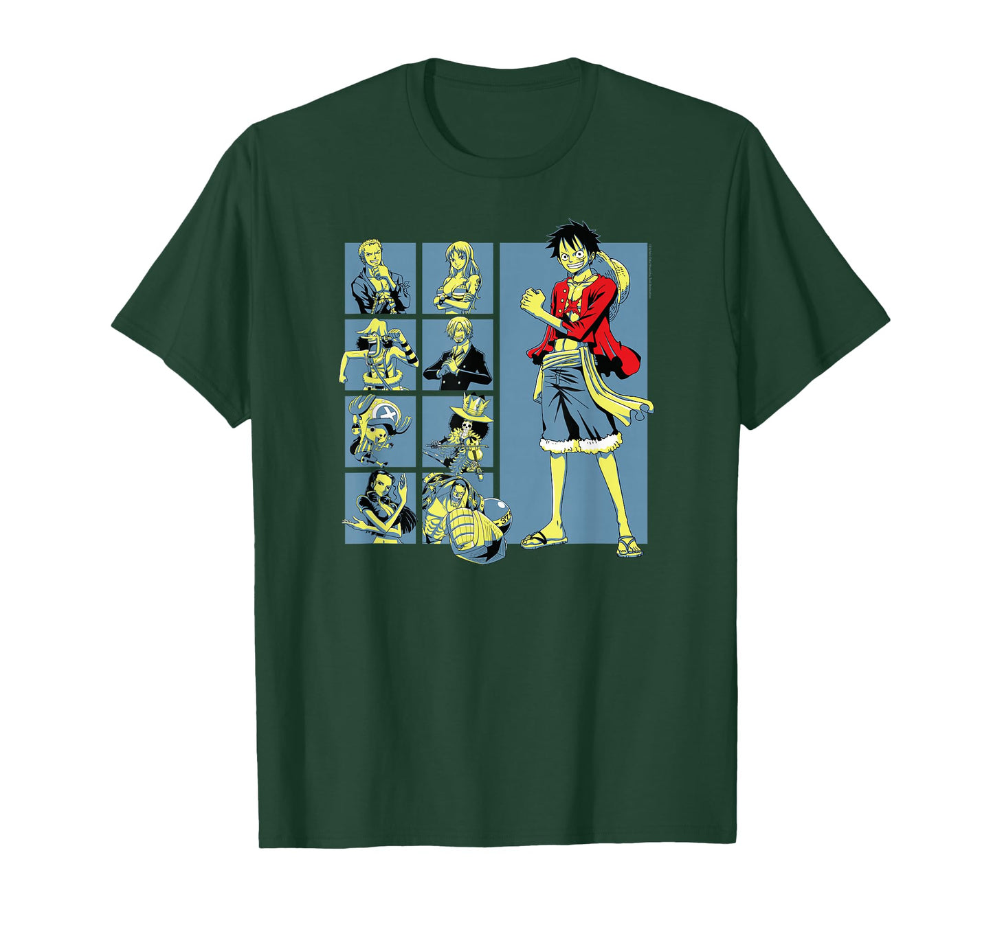 One Piece Anime Pirate Character Grid T-Shirt