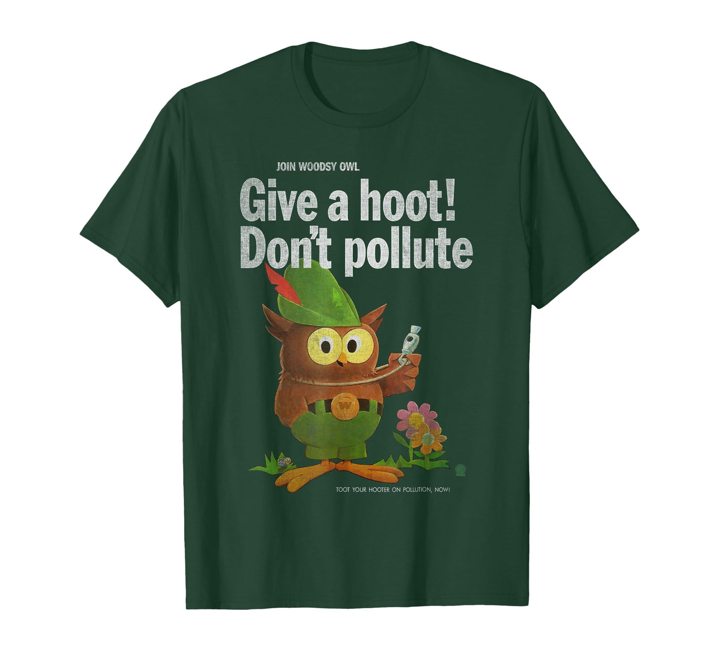 Vintage Shirts by Sven & Angus Woodsy Owl Give a Hoot 70s Distressed and Faded Black Unisex Adult Men's Classic Fit Short Sleeve T-Shirt