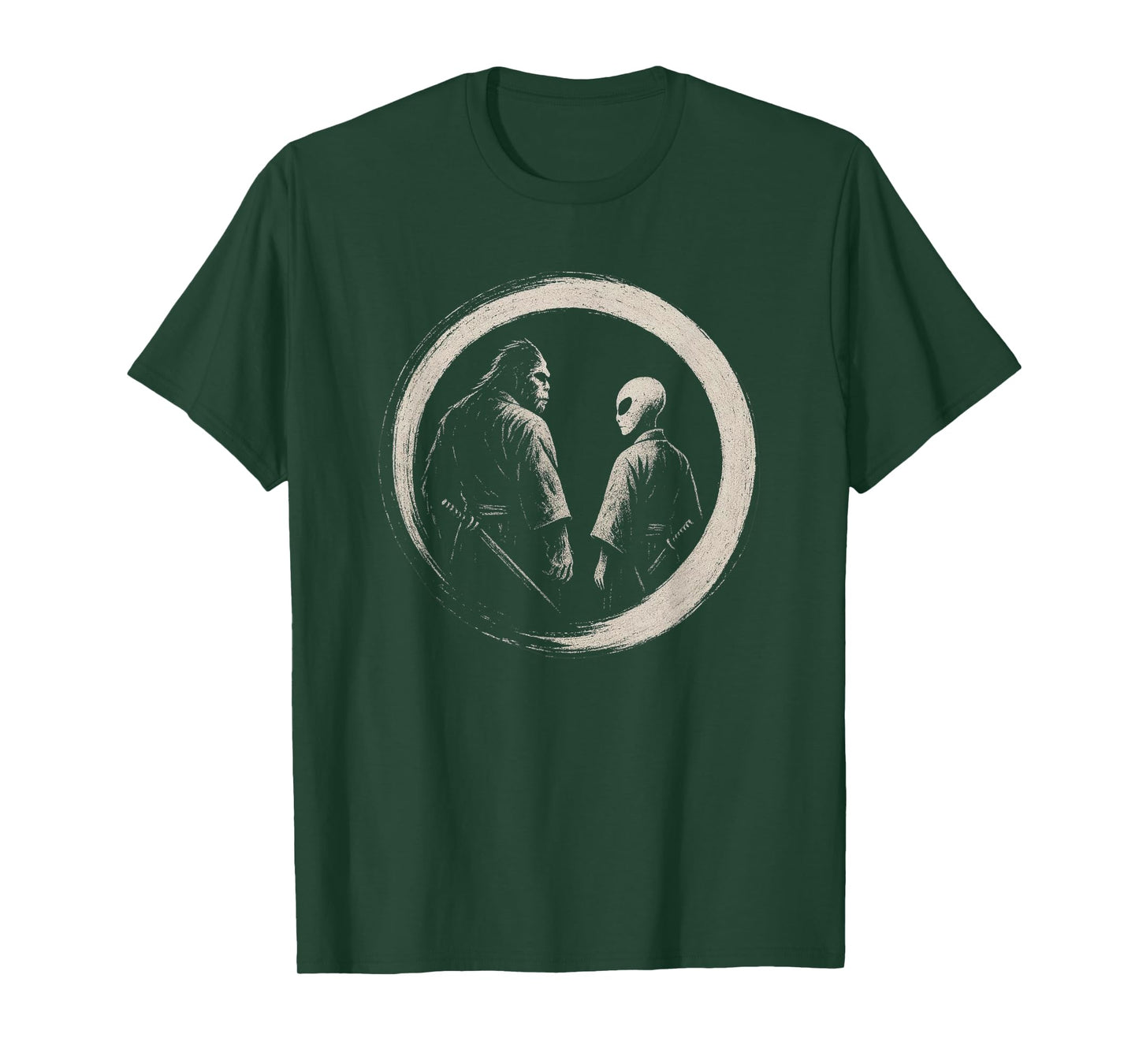 Bigfoot Alien Japanese Theme Funny Samurai Japanese Inspired T-Shirt