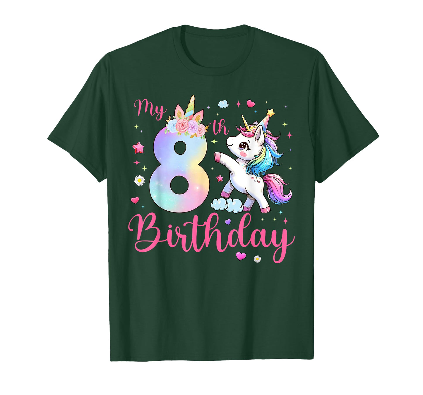 Cute Unicorn 8 Years Old My 8th Birthday Unicorn Girl Kids T-Shirt