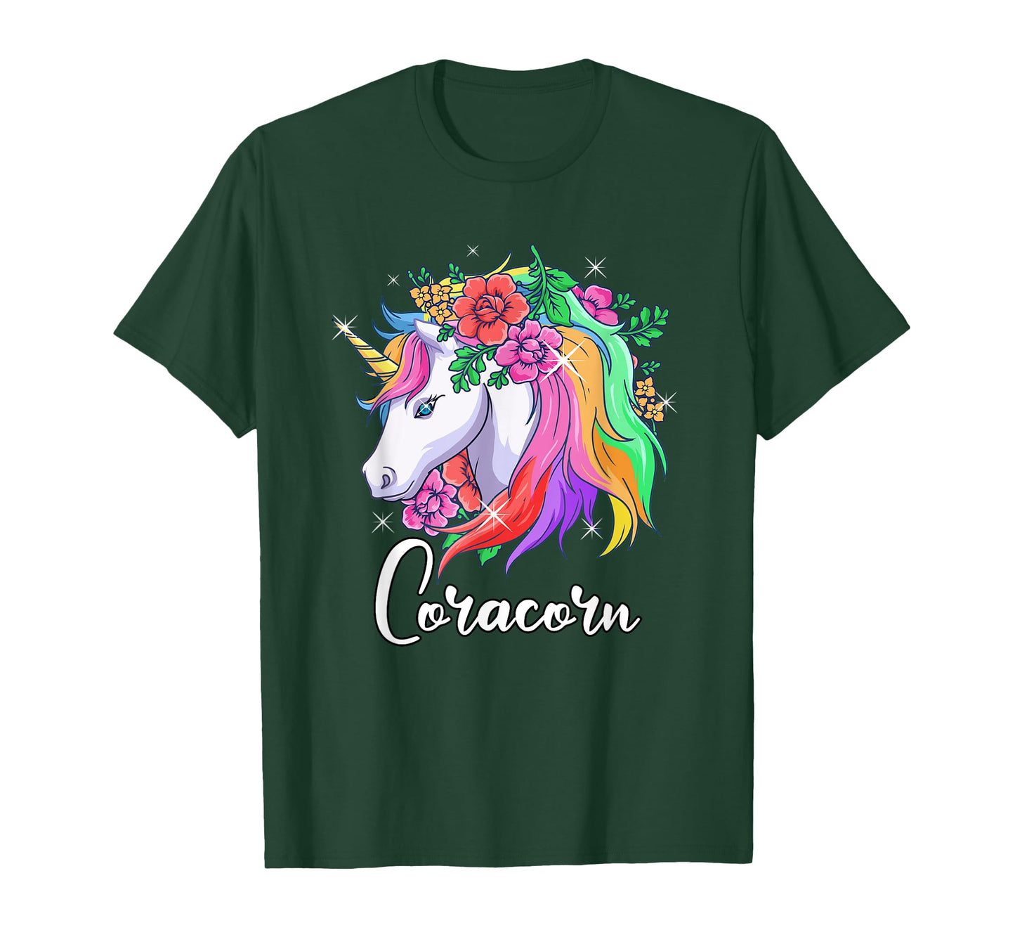 Cute Coracorn Personalized Name Unicorn Cora T-Shirt