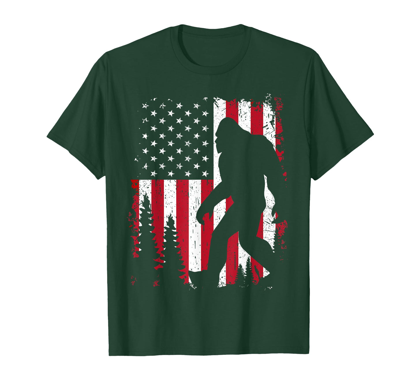 Bigfoot 4th of July American USA Flag Patriotic Kids T-Shirt