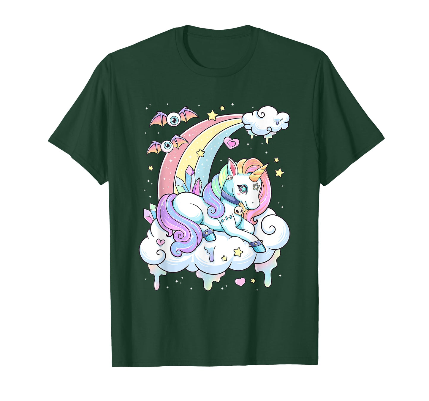 Kawaii Pastel Goth Cute Scary Rainbow Unicorn T-Shirt