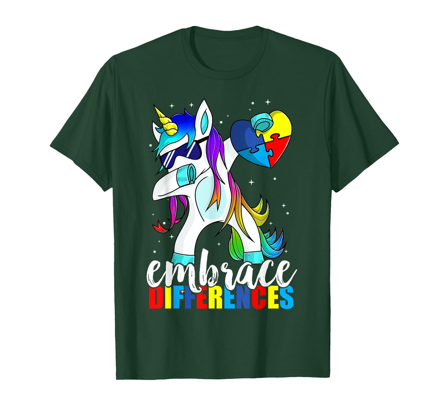 Dabbing Unicorn Embrace Differences Boys Girls Kids Adults T-Shirt