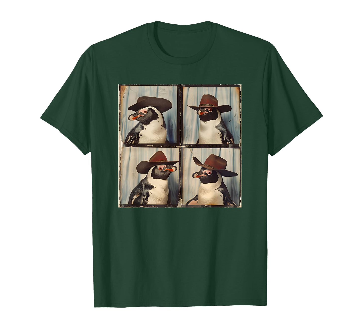 Penguin In Hat Funny Zoo Animal Photobooth Penguin Cowboy T-Shirt