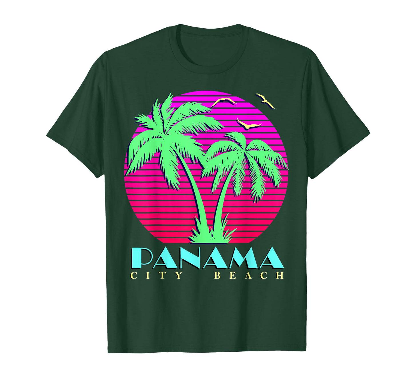 Panama City Beach 80s Palm Trees Summer Sunset sun T-Shirt