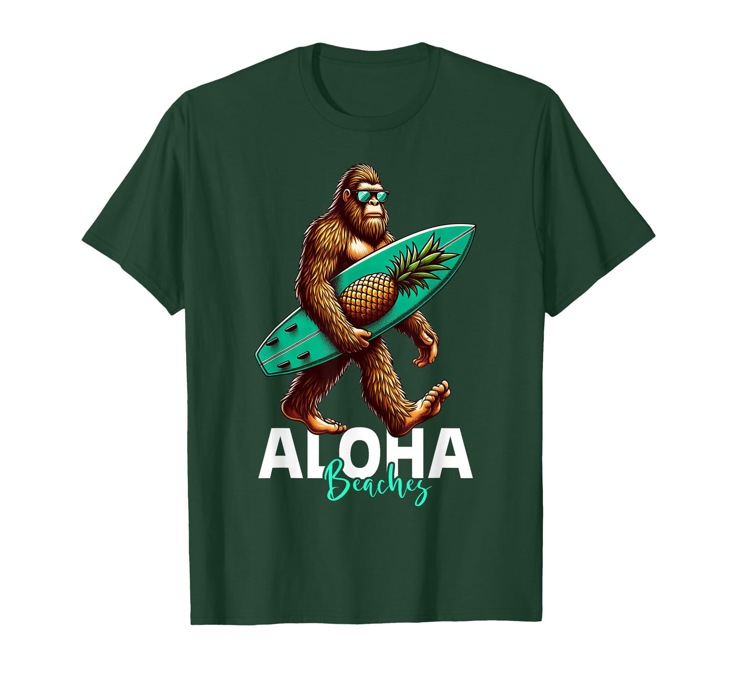 Kids Mens Bigfoot Surfing Hawaiian Beach Funny Sasquatch T-Shirt
