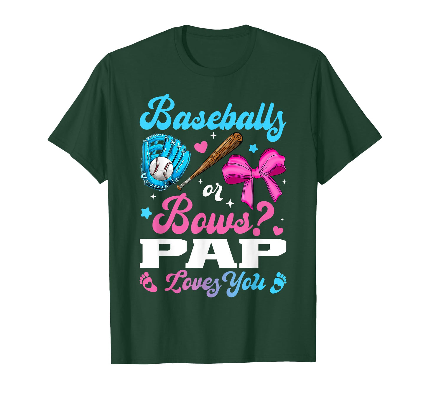 Baseball Or Bows Pap Loves You Funny Gender Reveal T-Shirt