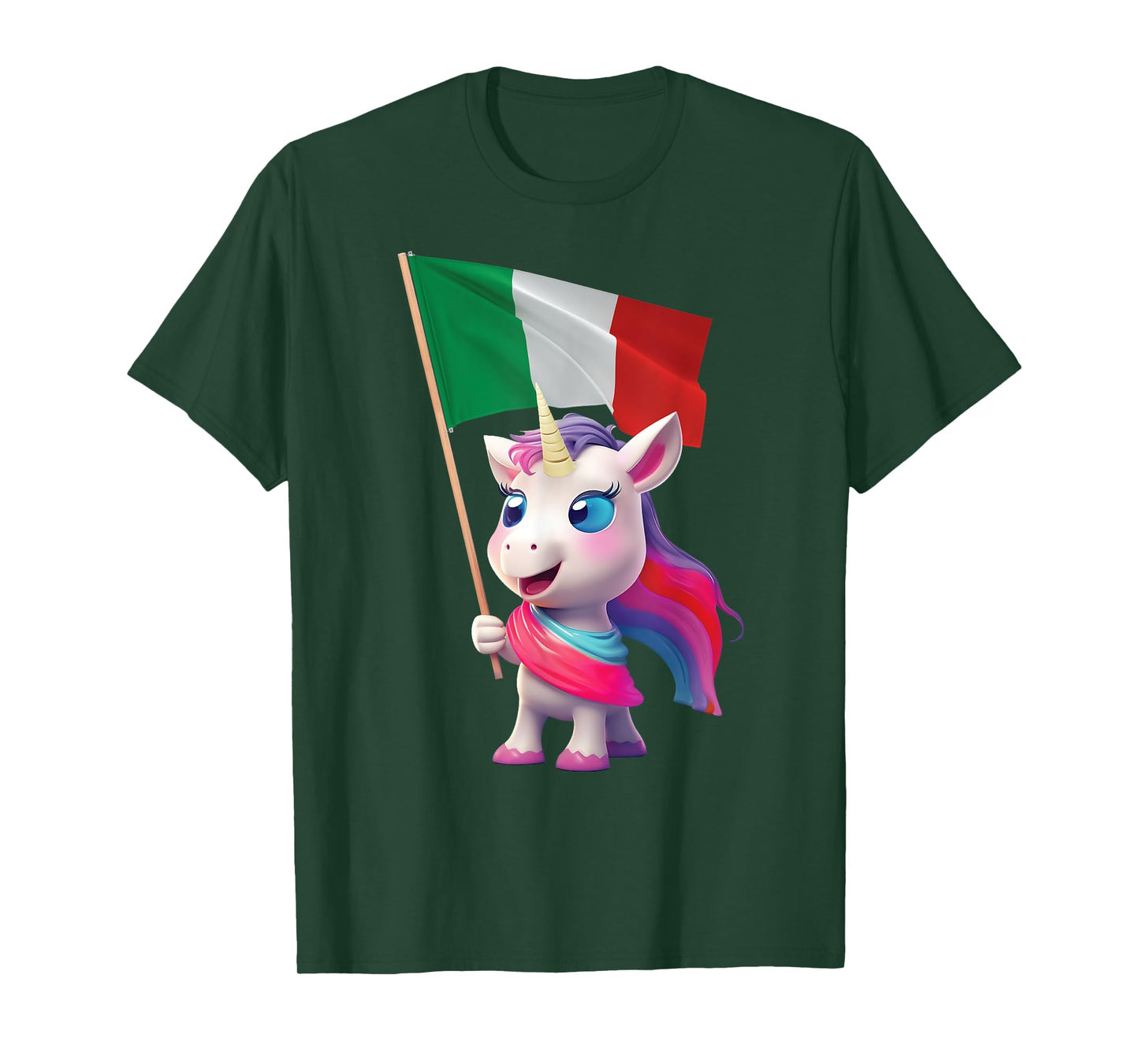 Italy Flag Unicorn Italian Italia Rome Pizza Kids Adorable T-Shirt