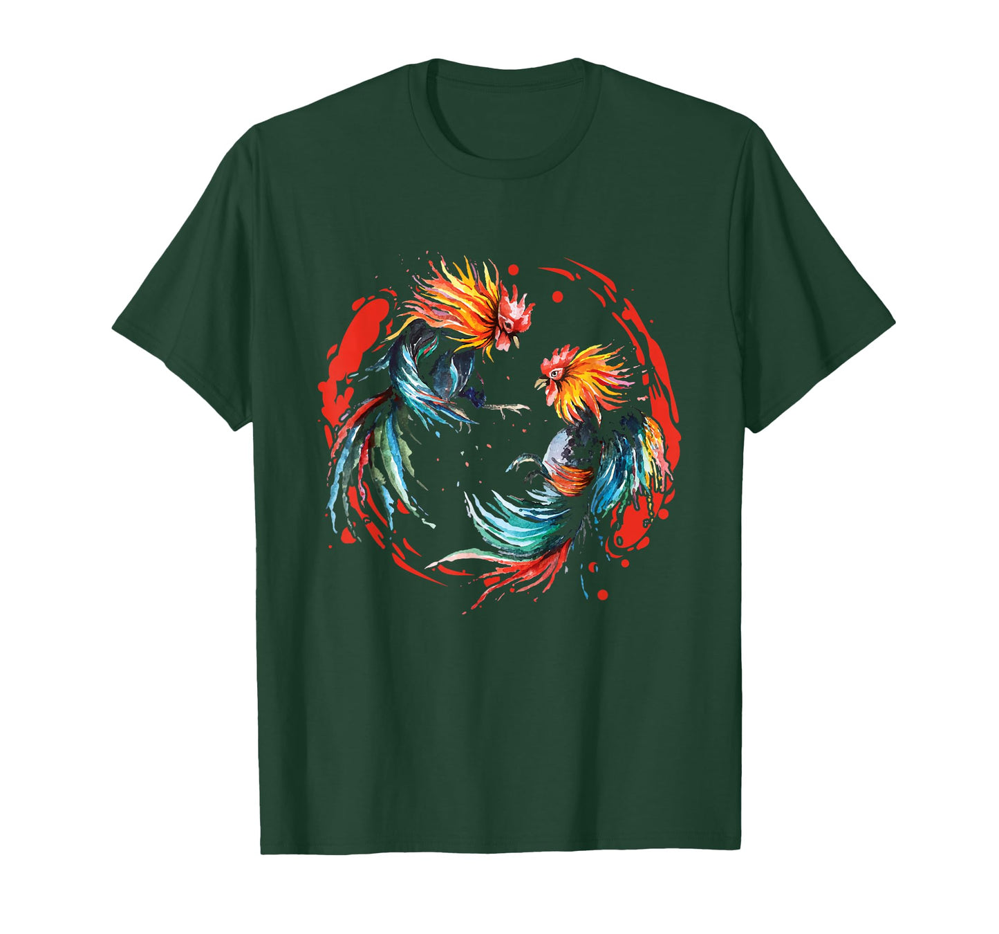 Peleas De Gallos Chickens Roosters Fighting T-Shirt - Black, Unisex-Adults, Short Sleeve, Classic Fit, Cotton 65% Polyester 35%, Cockfighting Enthusiasts