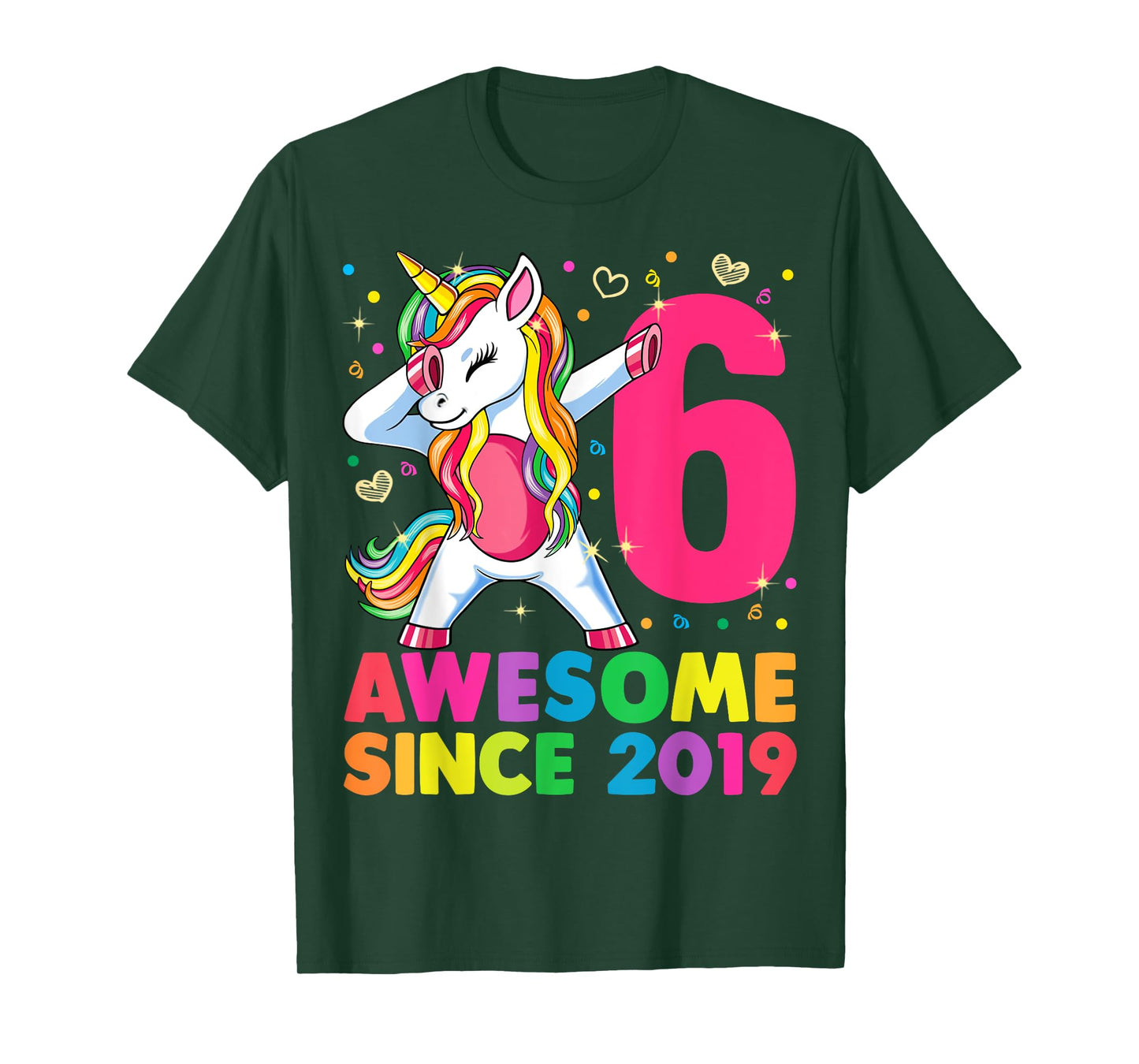 6 Years Old Unicorn Dabbing 6th Birthday Girl Unicorn Party T-Shirt
