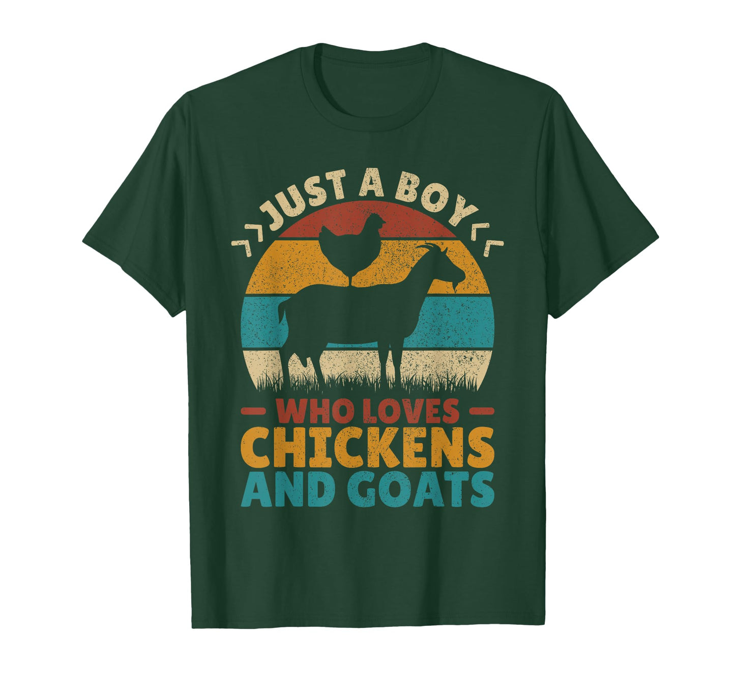 Just A Boy Who Loves Chickens Goats Farm Animal Lover Farmer T-Shirt