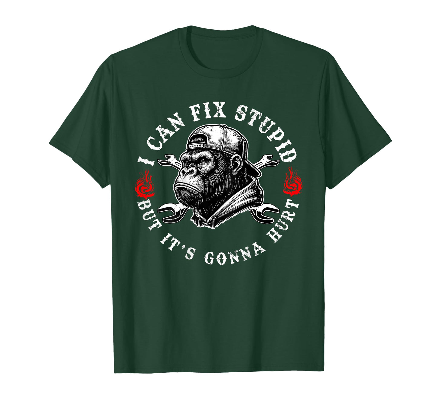 (ON Back) I Can Fix Stupid But It's Gonna Hurt Monkey Funny T-Shirt