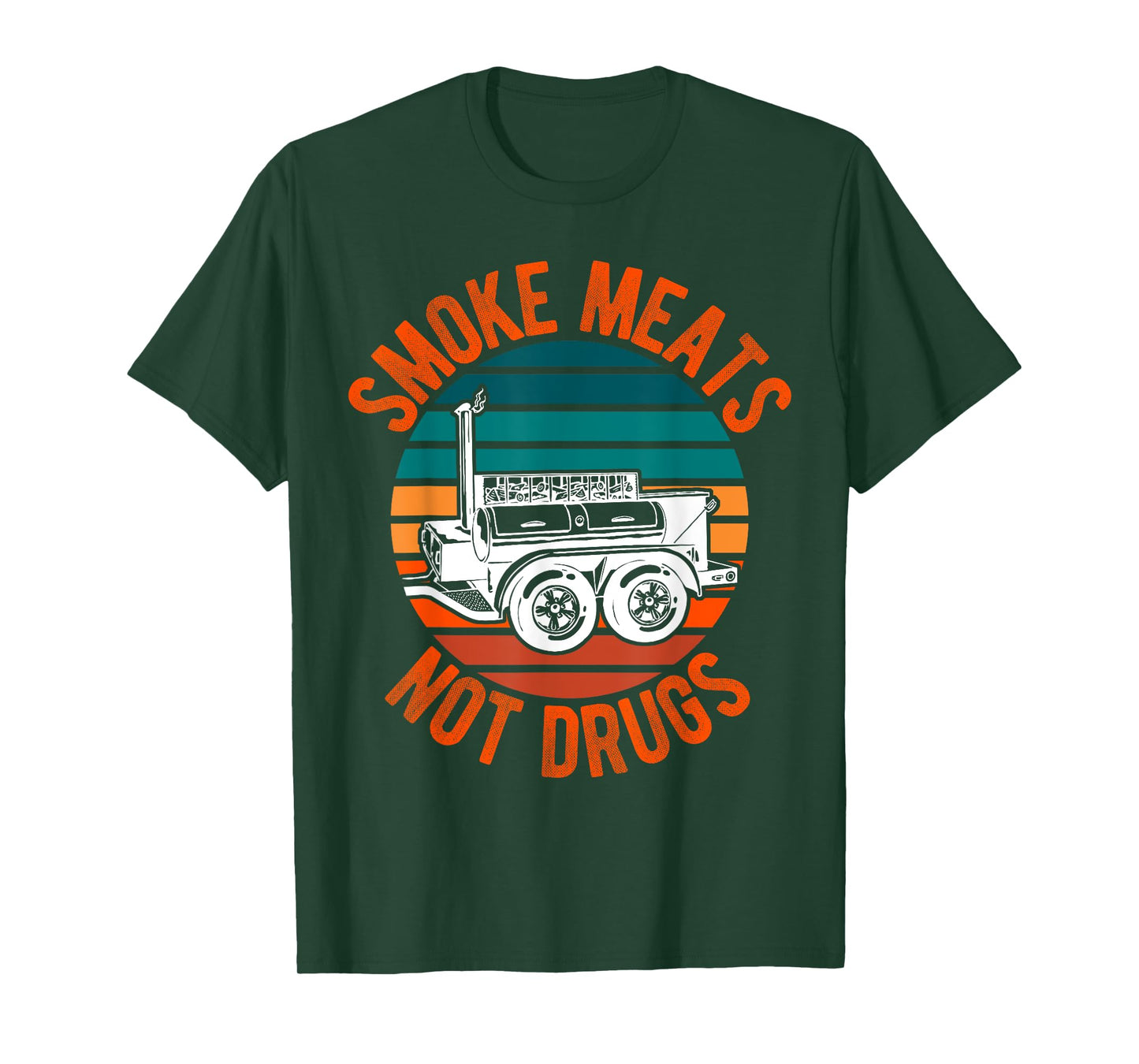 Smoke Meats Not Drugs Funny BBQ Grill Smoker Vintage Sunset T-Shirt for Men Women