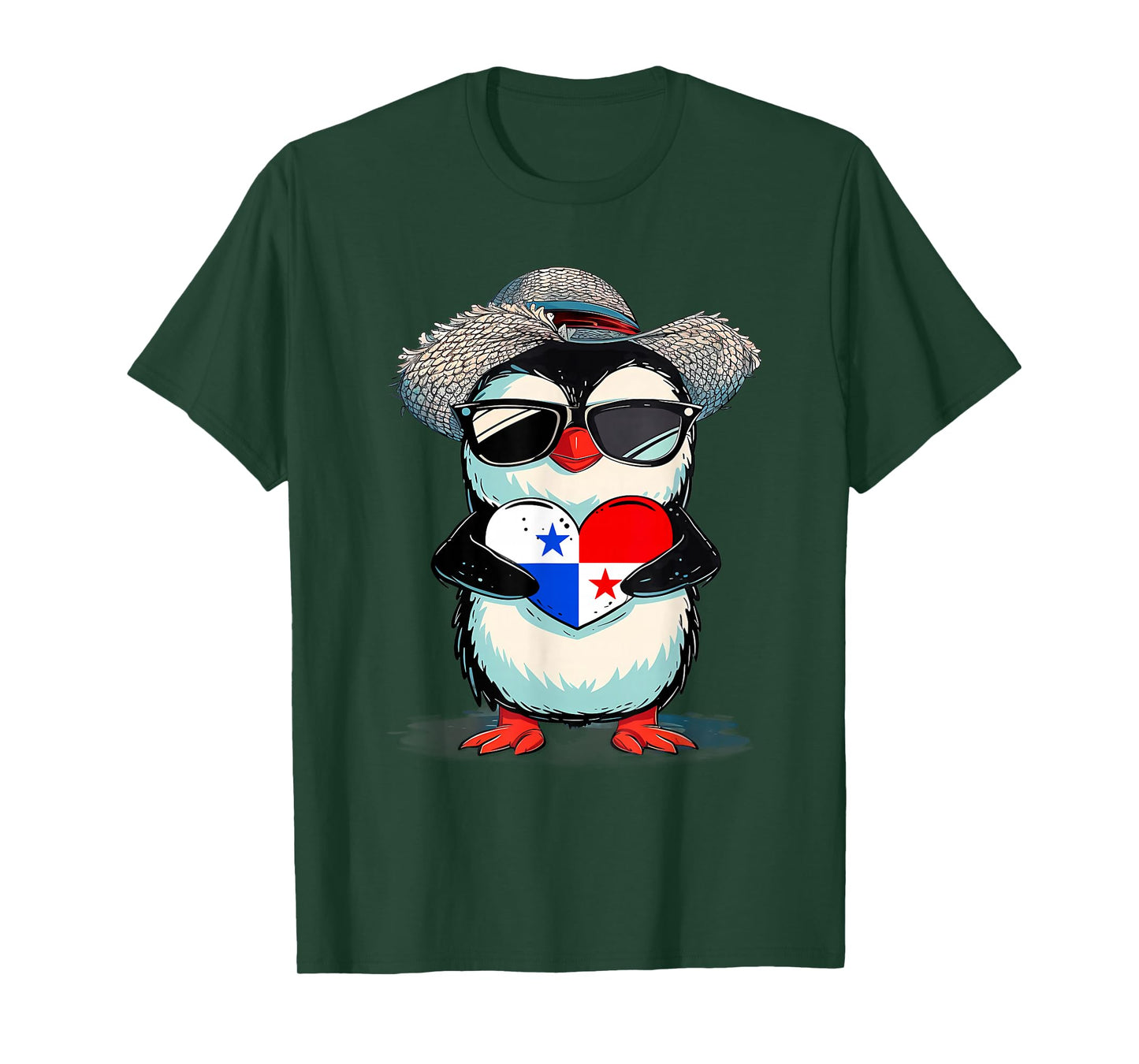 Panama Cute Penguin Heart Panamanian Roots Panamanian Flag T-Shirt