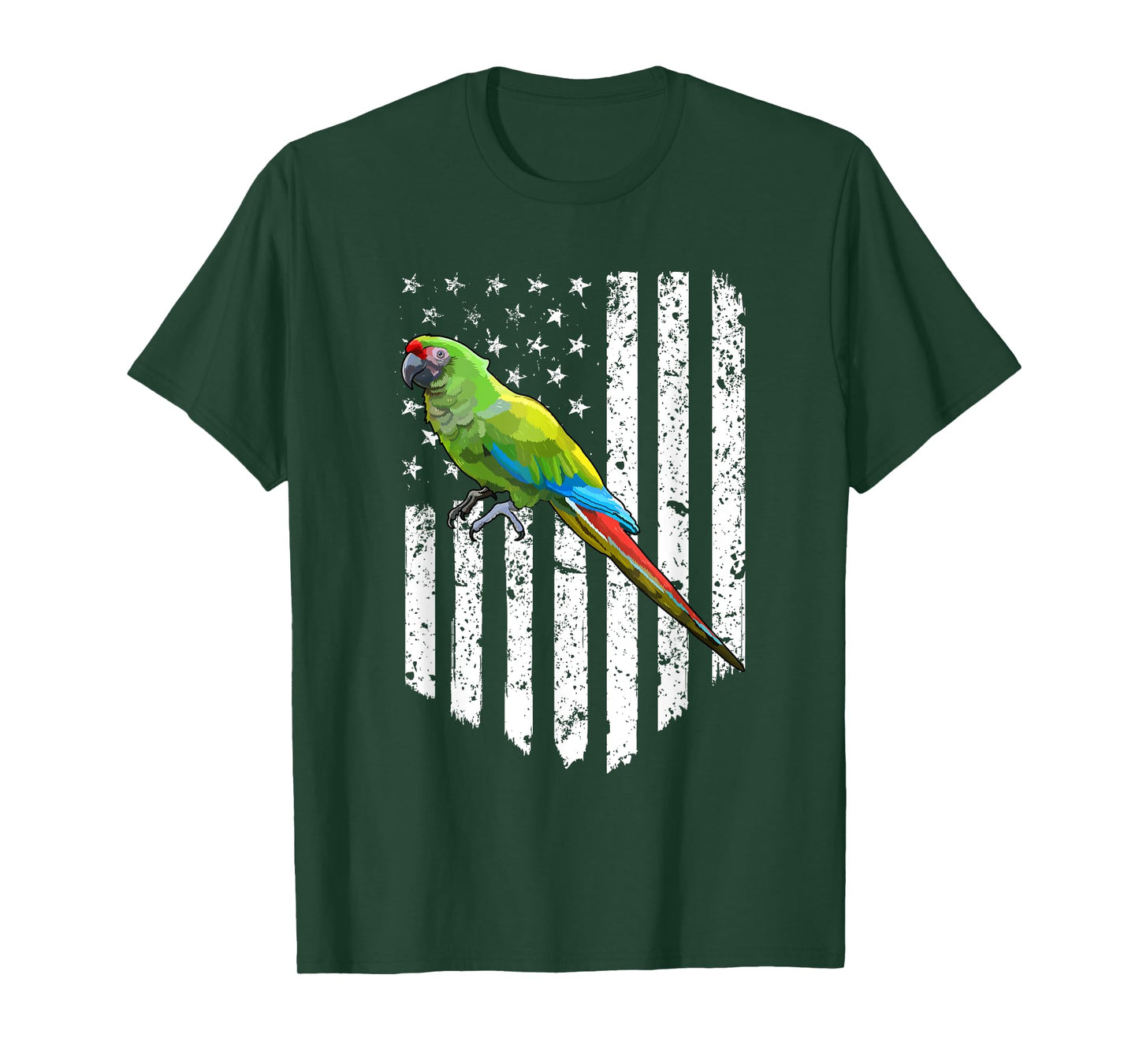 White American Flag Military Macaw Bird 4th Of July Women Men T-Shirt