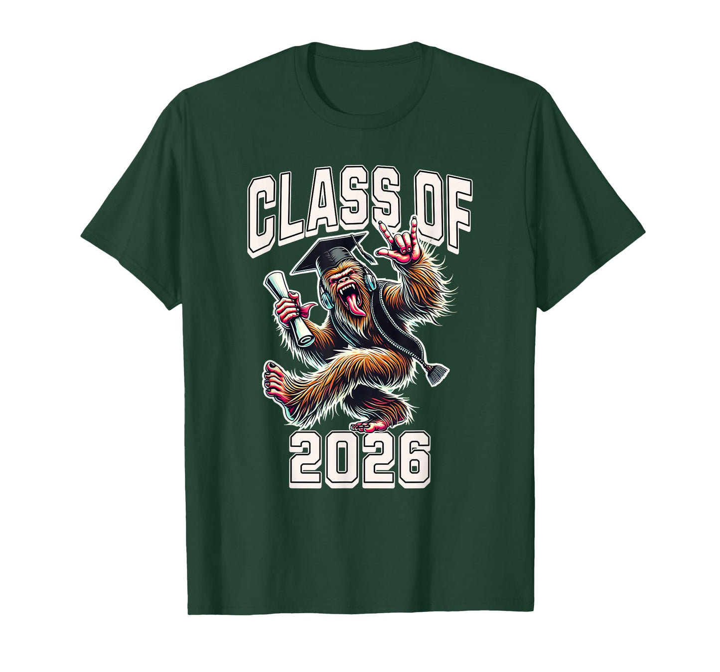 Class of 2026 Graduation Bigfoot Rock On T-Shirt
