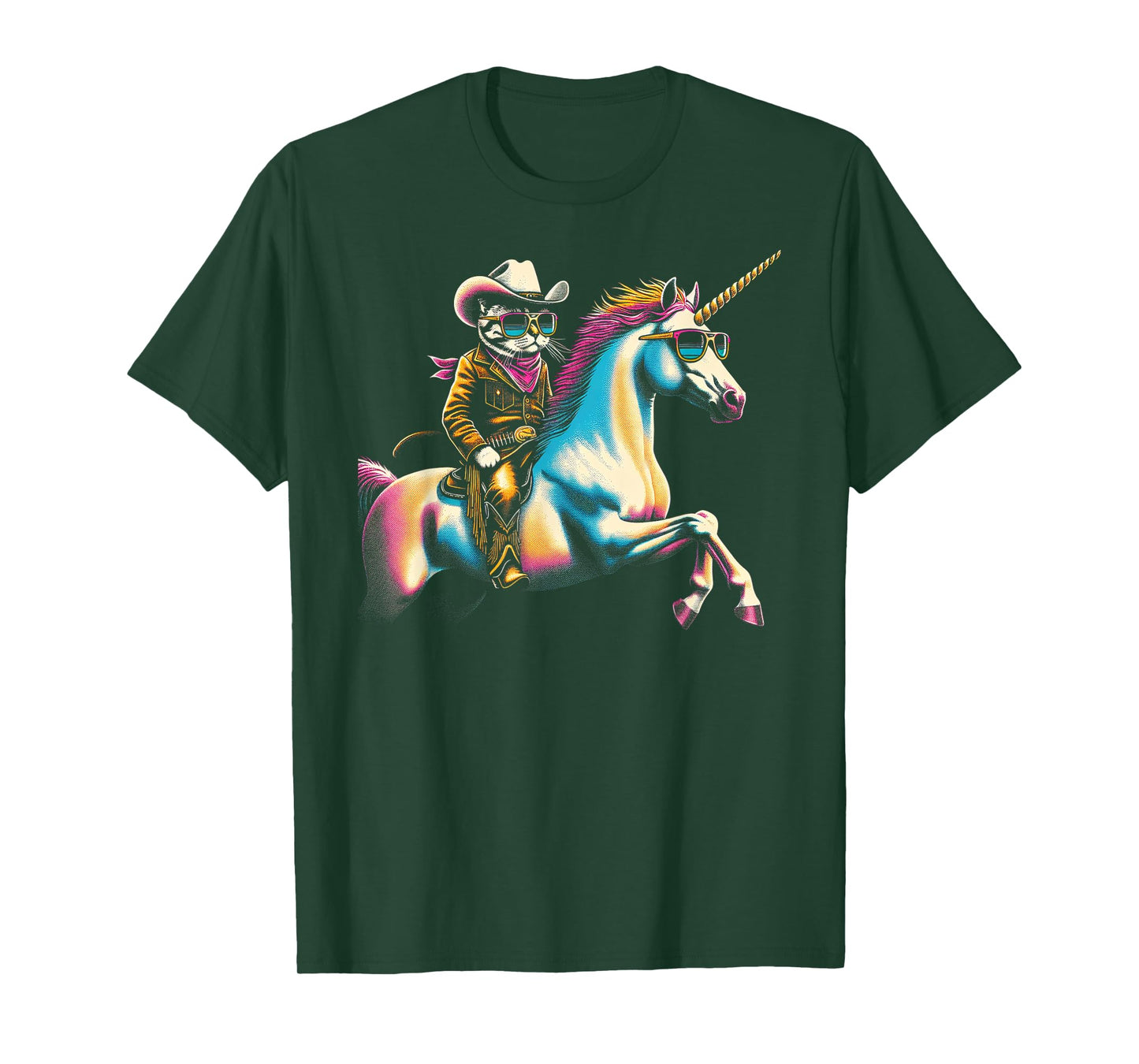 Cool Cowboy Cat & Unicorn Duo T-Shirt
