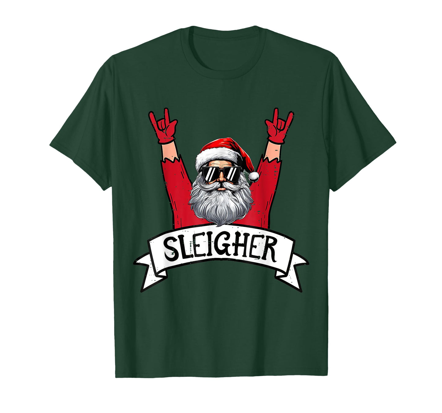 Christmas Sleigher Santa Rock Xmas Rocker Men Women Kids Boy T-Shirt