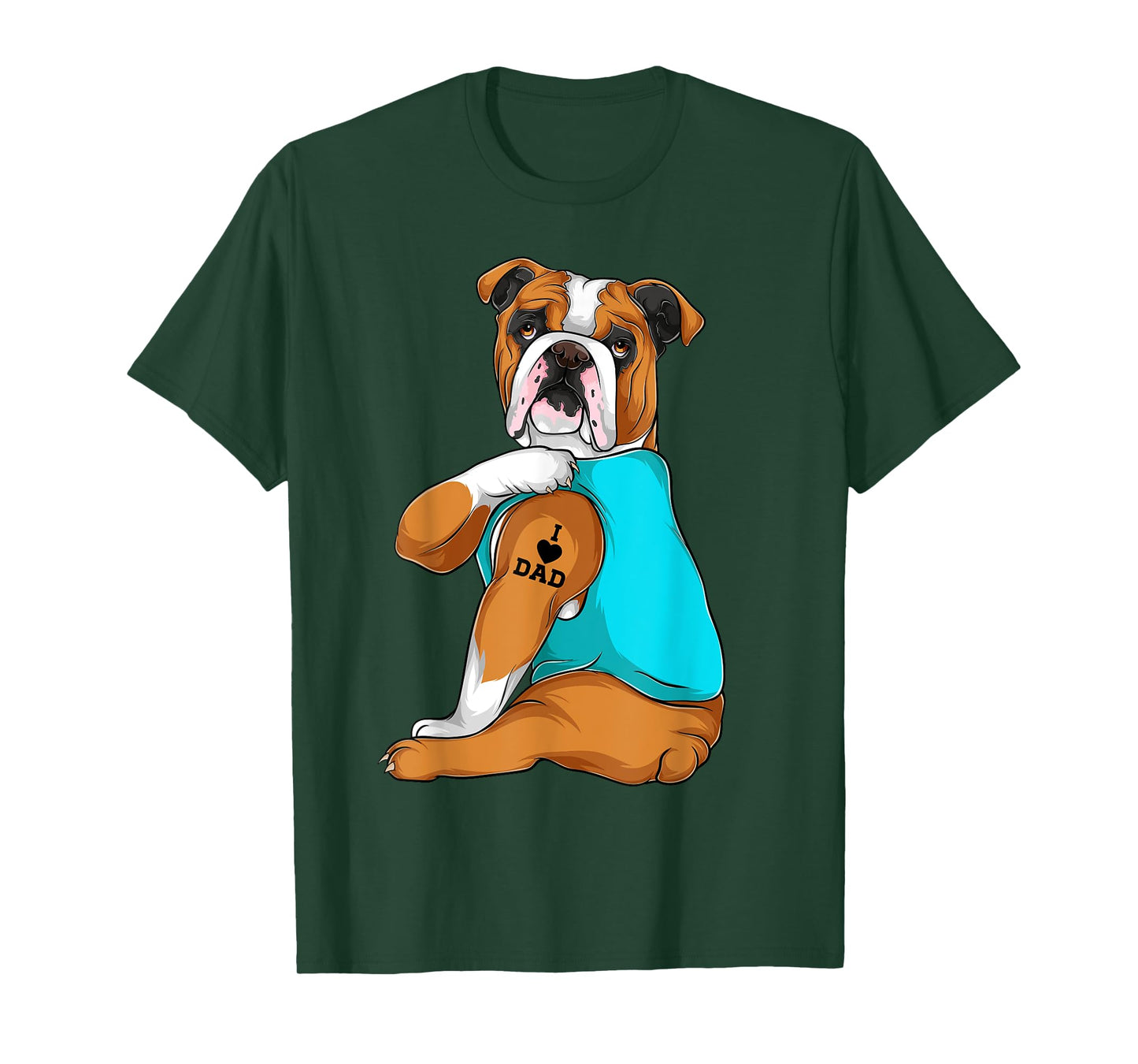 English Bulldog I Love Dad Tattoo Apparel, Dog Dad Gifts Men Women T-Shirt