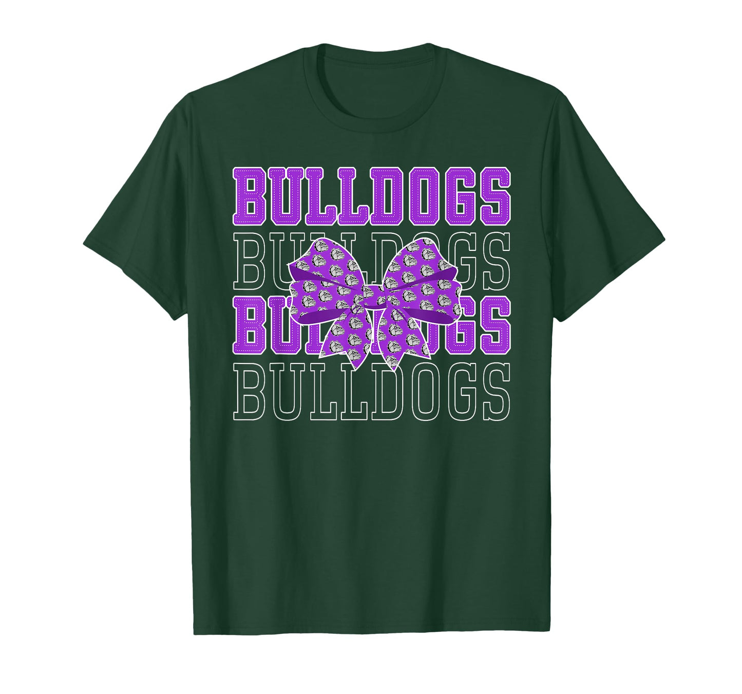 Purple Bulldogs Coquette Bow Bulldog Pride School Spirit T-Shirt