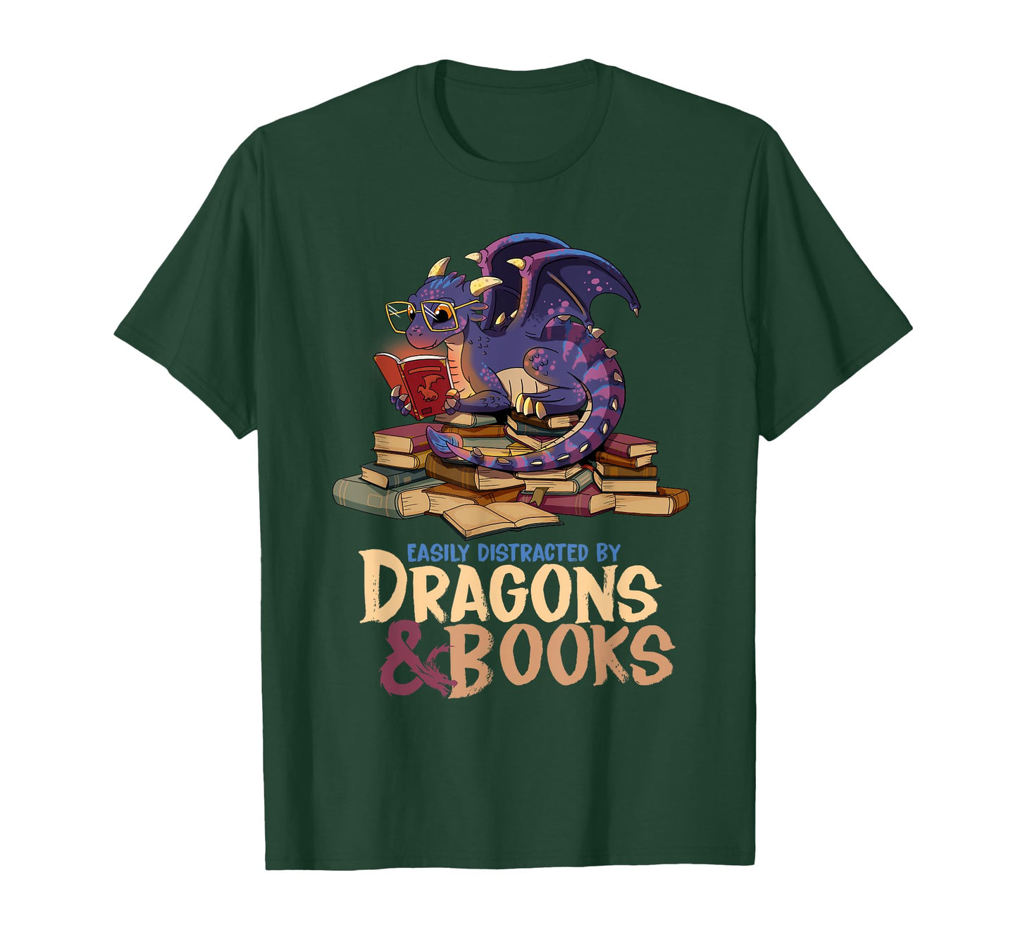 Easily Distracted By Dragons And Books Dragon Book Lover T-Shirt
