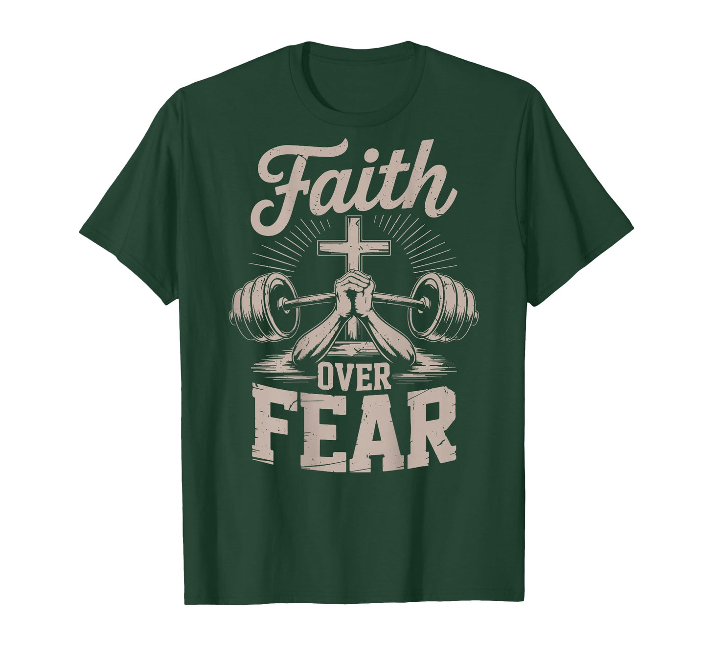 Men's Faith Over Fear Christian Workout Gym Jesus Christ T-Shirt
