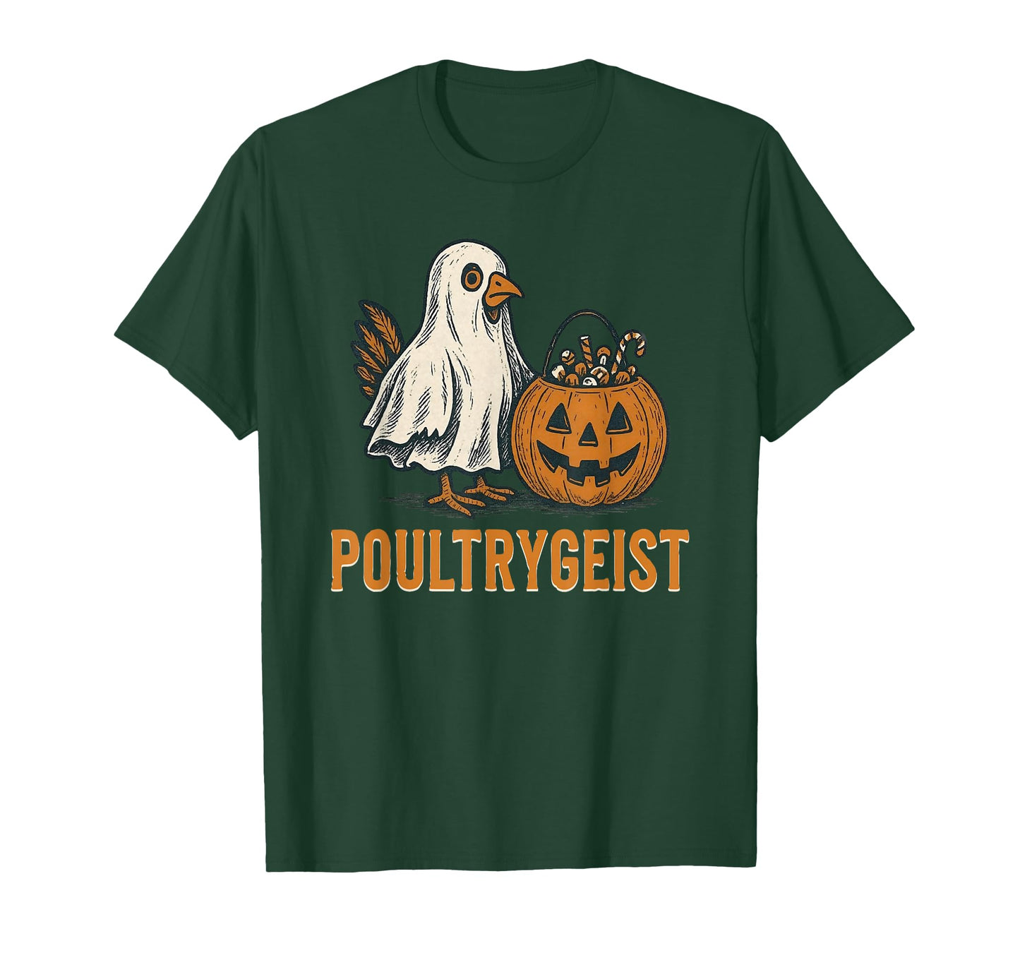 Poultrygeist Chicken Ghost Pumpkin Costume Halloween T-Shirt
