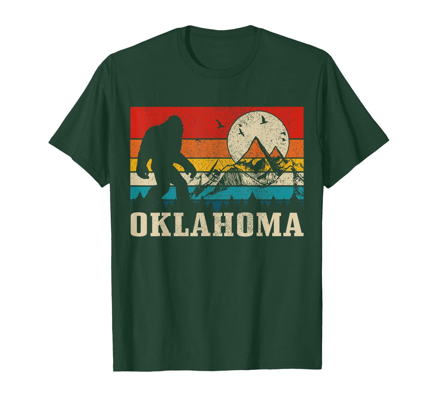 Oklahoma Bigfoot Vintage Mountains Hiking Camping Gift T-Shirt