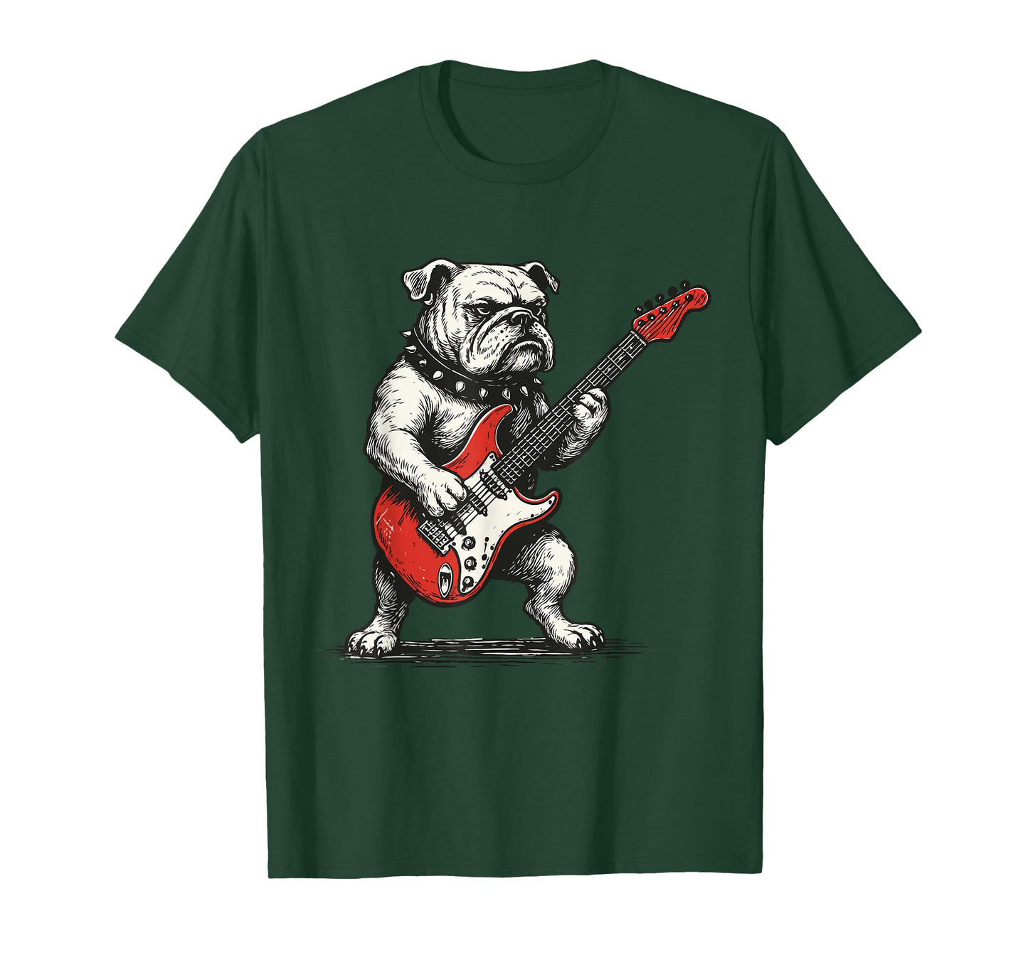 Rockin' Bulldog Electric Guitar Vintage Rock Dog Music Funny T-Shirt