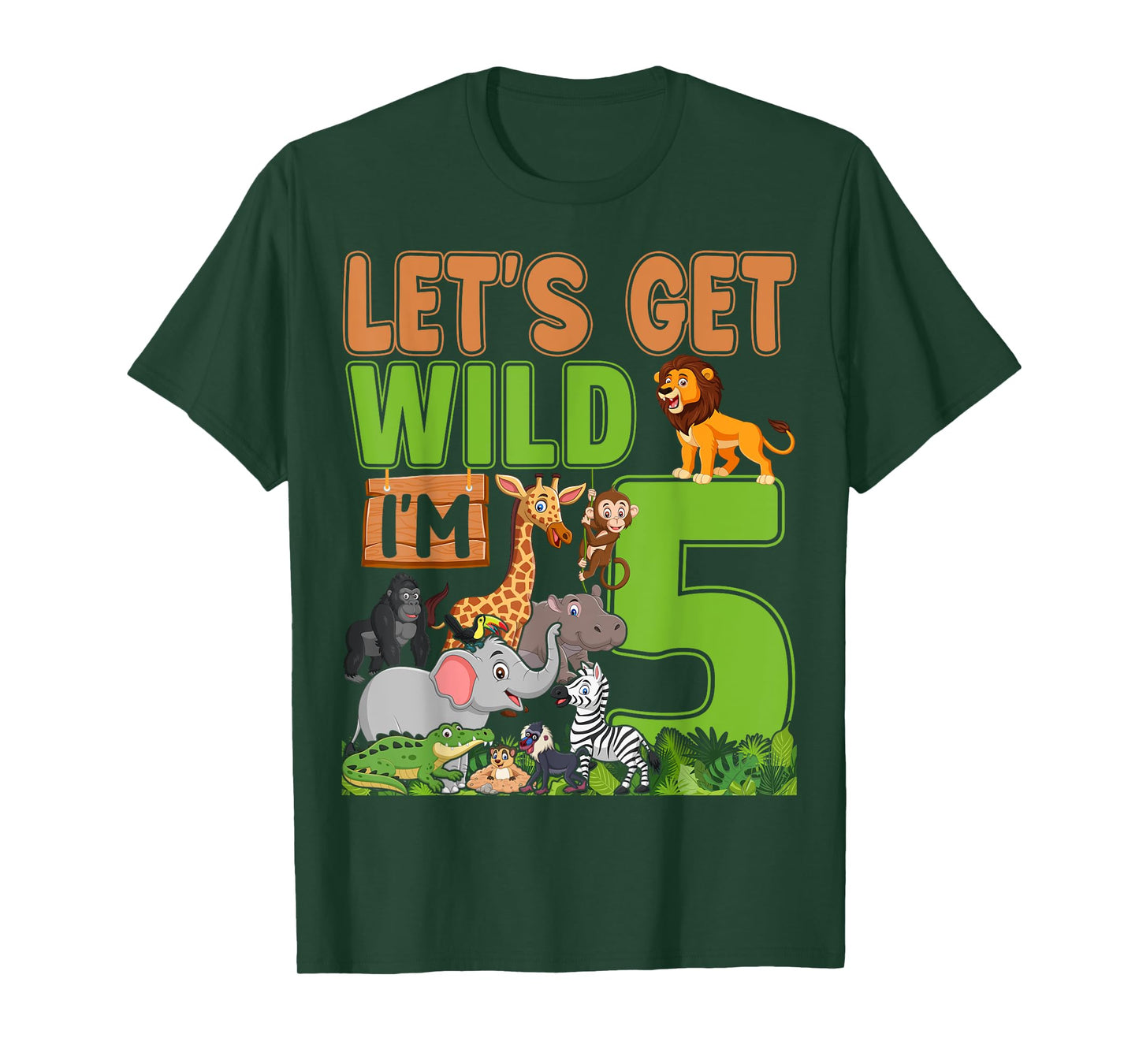 5 Year Old Zoo Birthday Safari Jungle Animal 5th Birthday T-Shirt