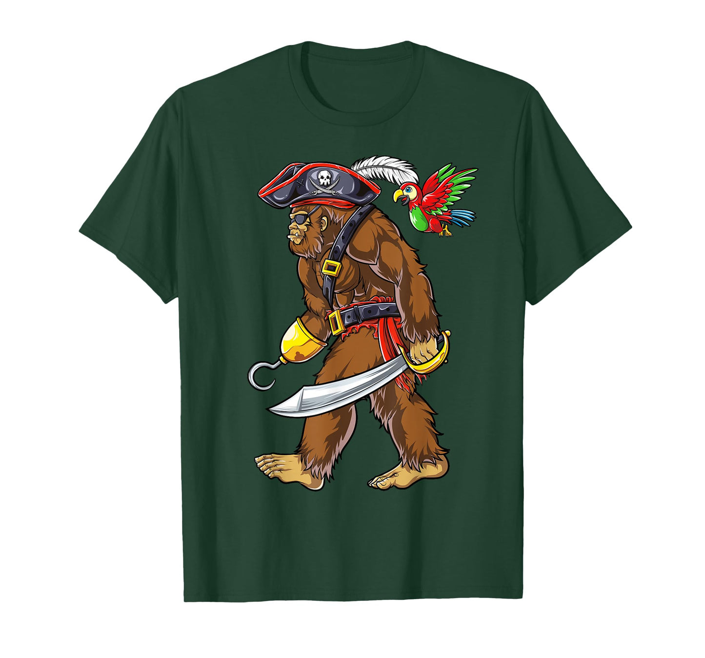 Bigfoot Pirate Jolly Roger Costume Men Kids Boys Sasquatch T-Shirt