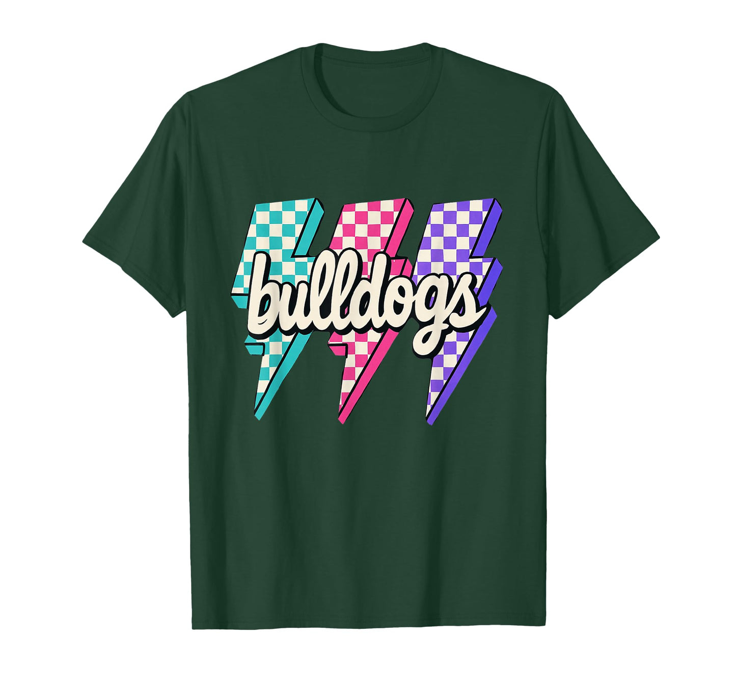 Team Spirit Bulldogs Checkered Mascot Back to School T-Shirt