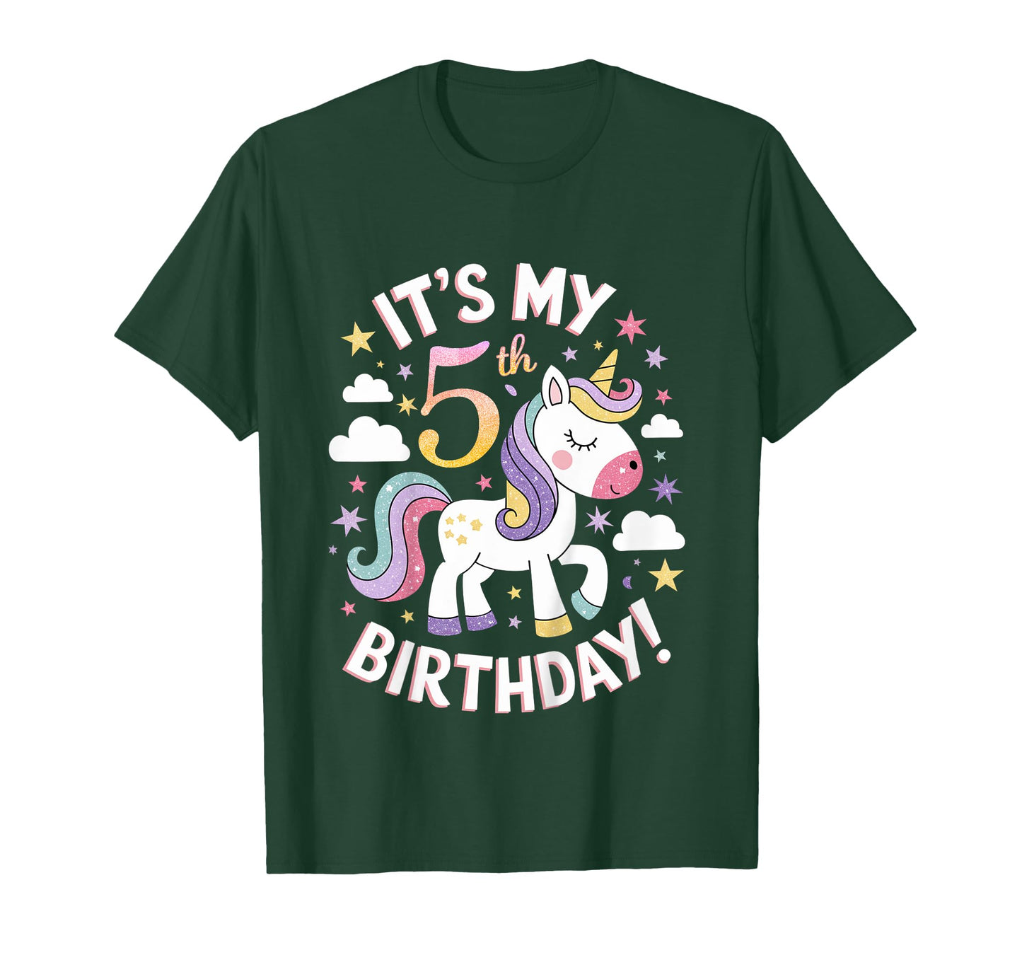 Kids It's My 5th Birthday Unicorn 5 Years Old Girl Birthday Party T-Shirt