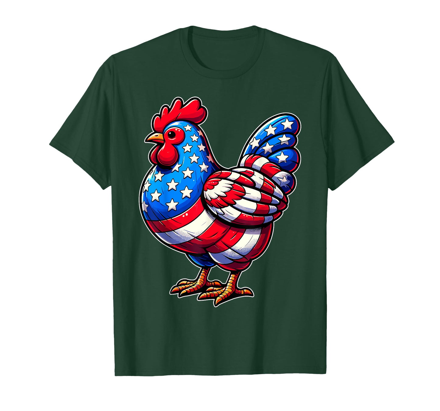 Chicken USA Flag Sunglasses 4th of July Patriotic Chicken T-Shirt for Women Men