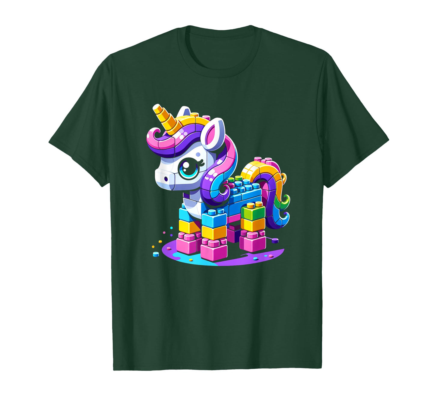 Block Building Unicorn Lover Master Builder Bricks T-Shirt