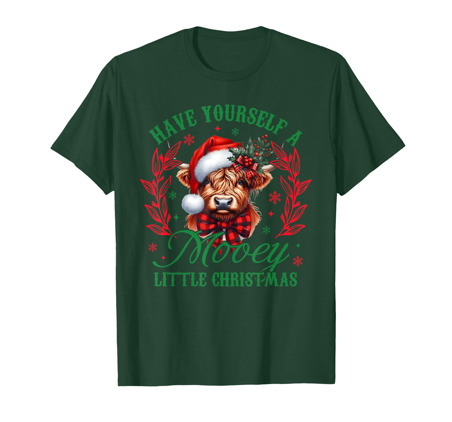 Have Yourself A Mooey Little Christmas Funny Cow Santa Women T-Shirt