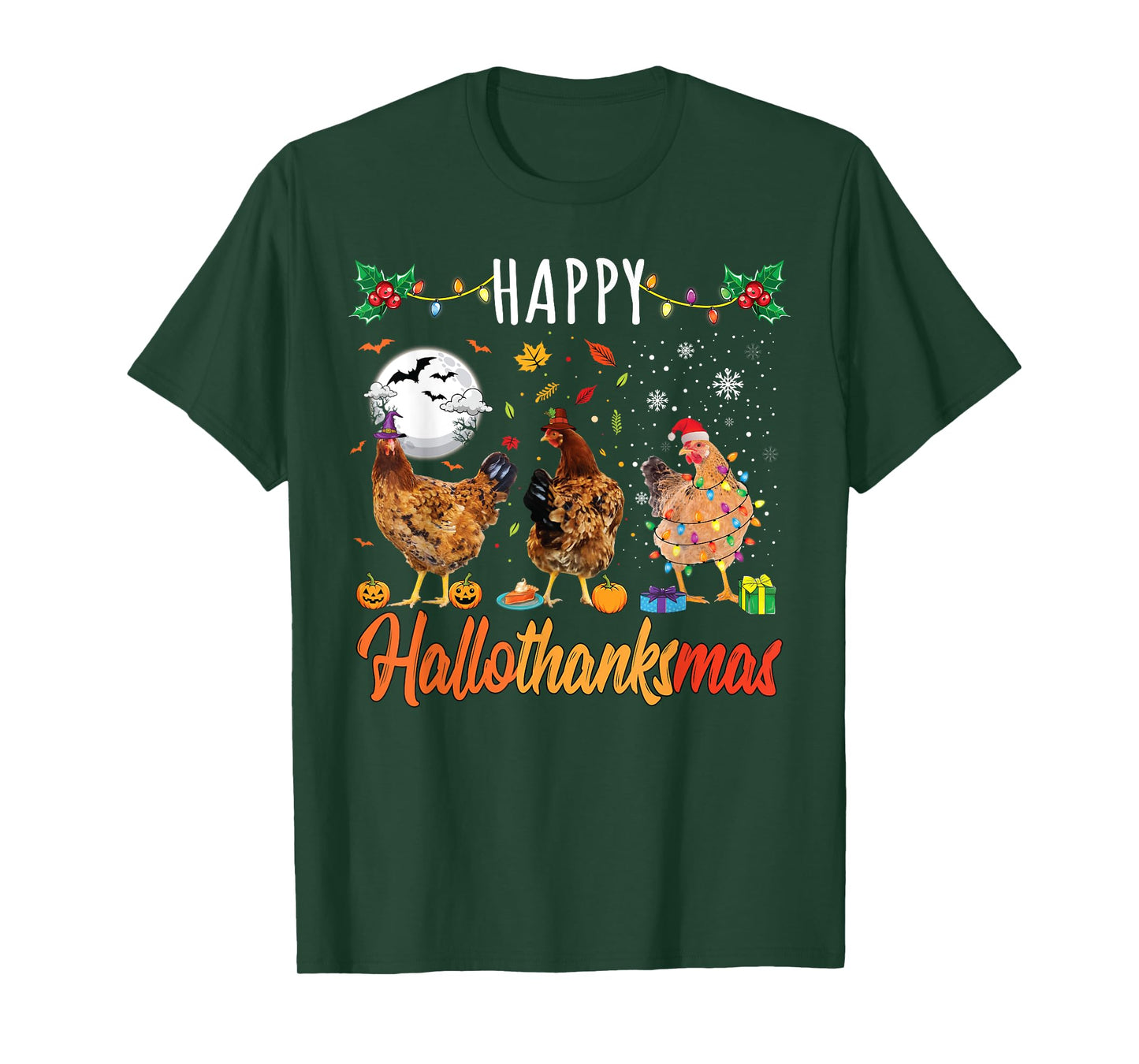 Chicken HalloThanksMas Shirt Halloween Autumn Christmas T-Shirt